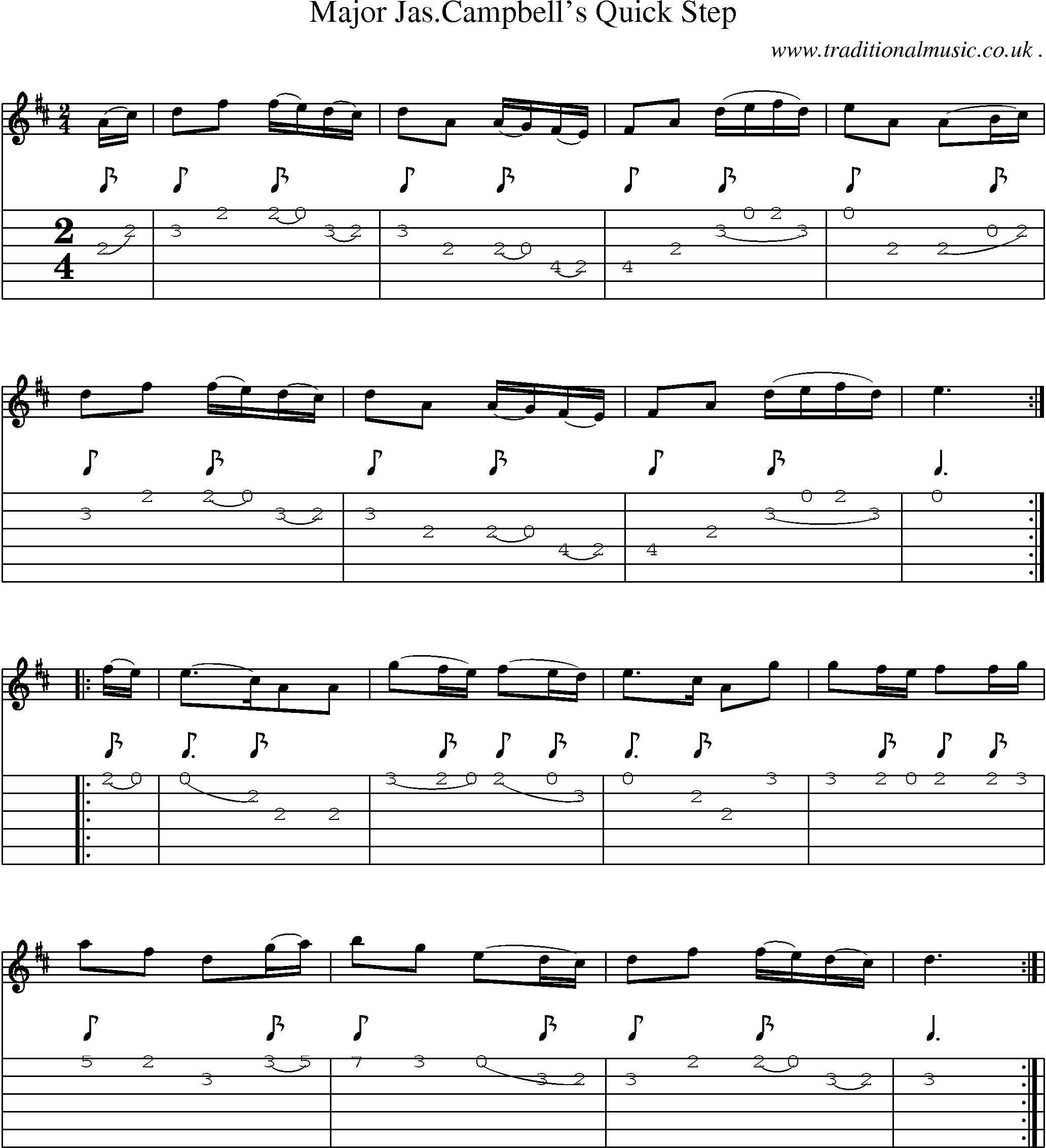 Sheet-Music and Guitar Tabs for Major Jascampbells Quick Step