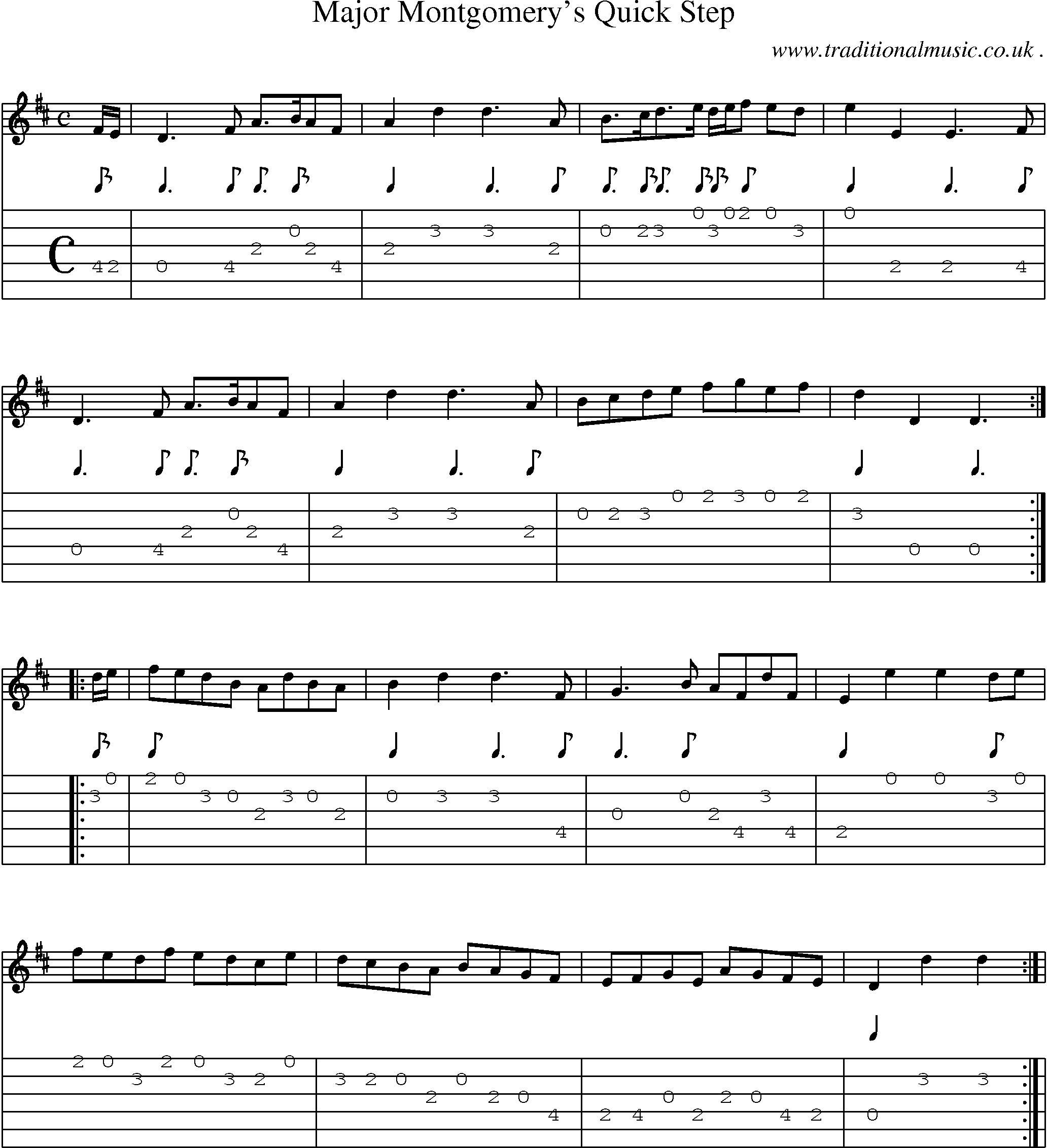 Sheet-Music and Guitar Tabs for Major Montgomerys Quick Step