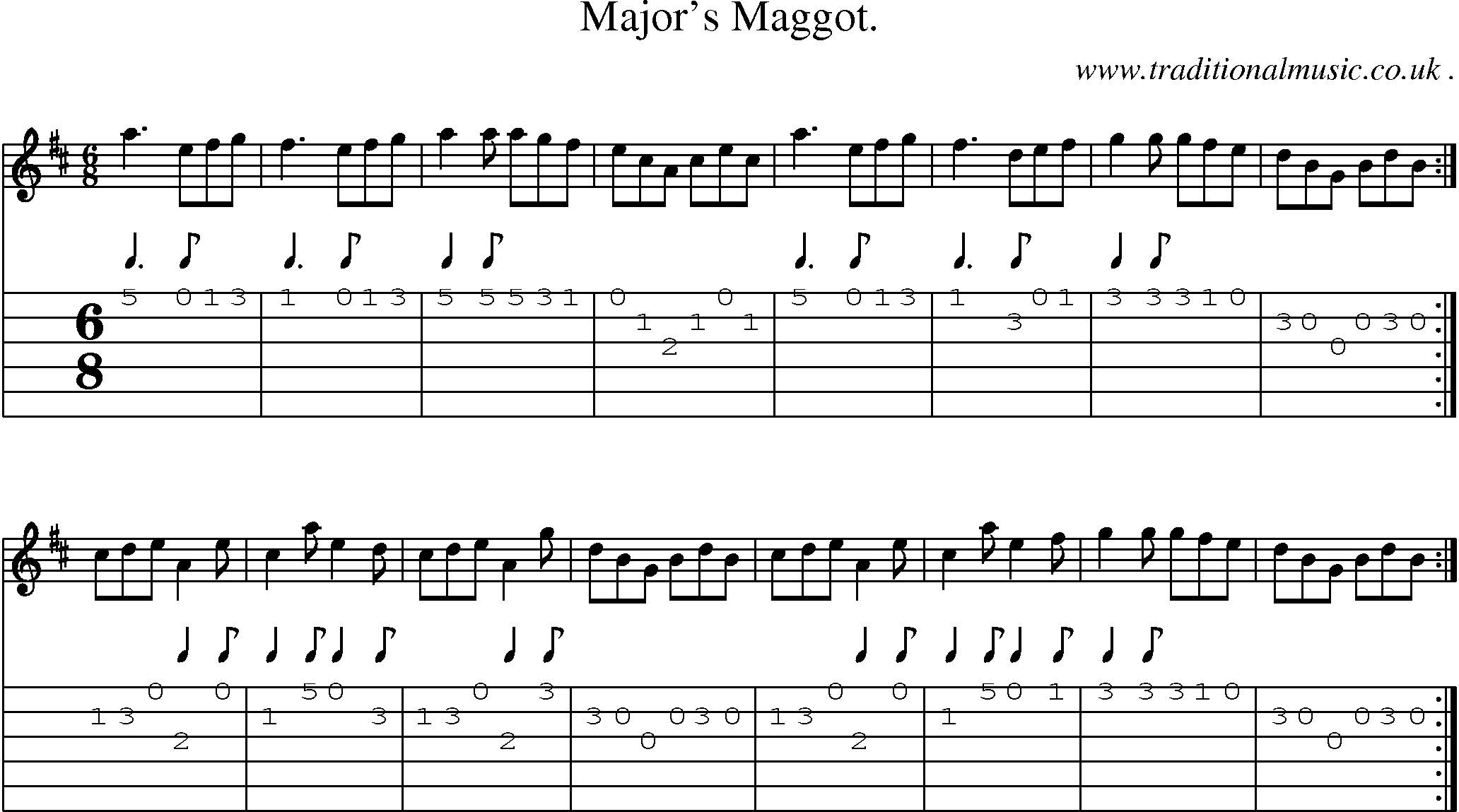 Sheet-Music and Guitar Tabs for Majors Maggot