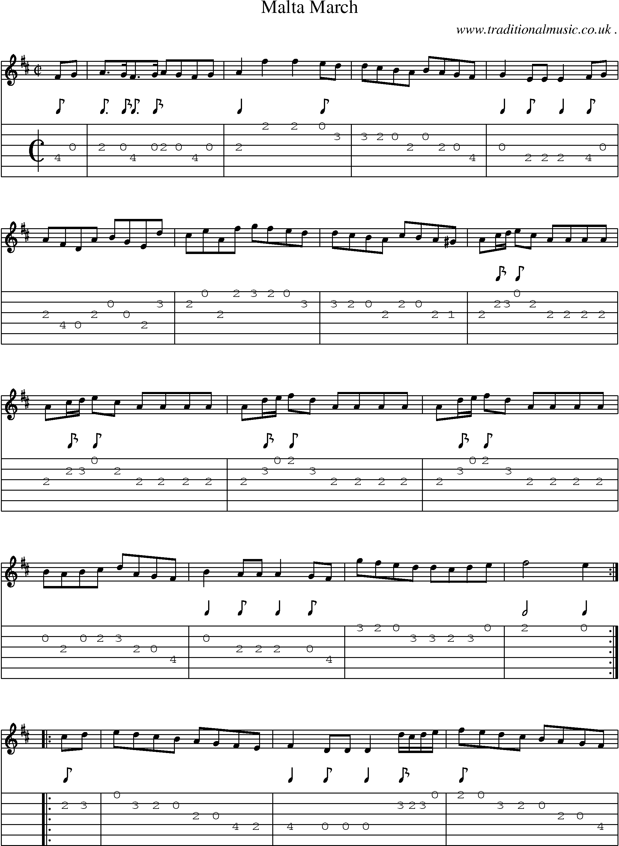 Sheet-Music and Guitar Tabs for Malta March