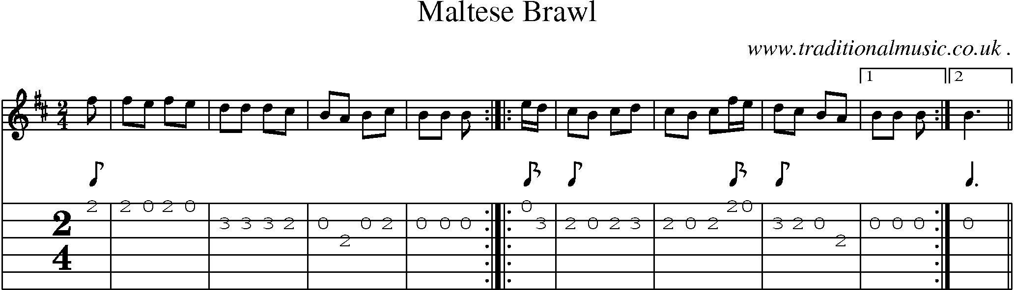 Sheet-Music and Guitar Tabs for Maltese Brawl