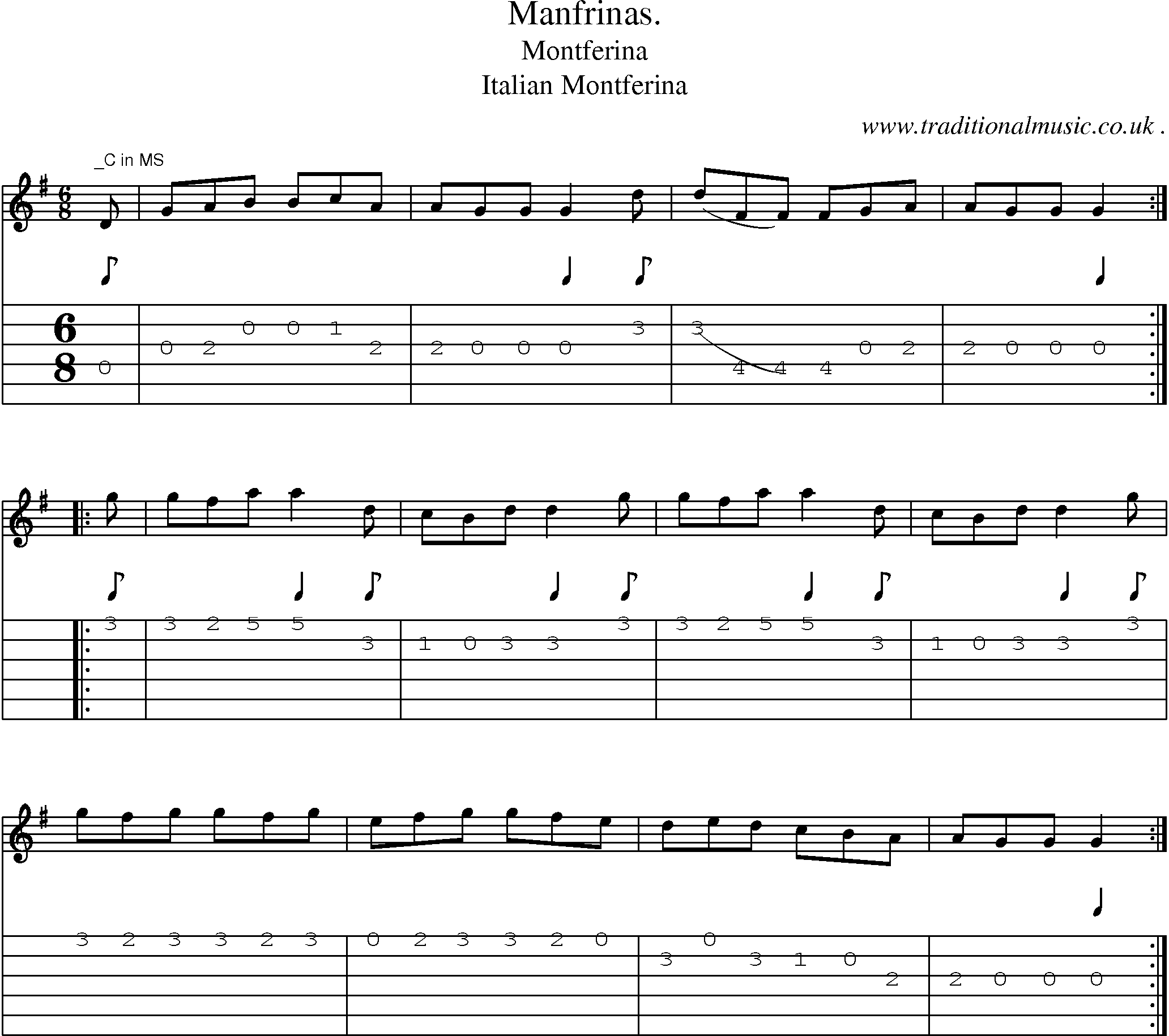 Sheet-Music and Guitar Tabs for Manfrinas