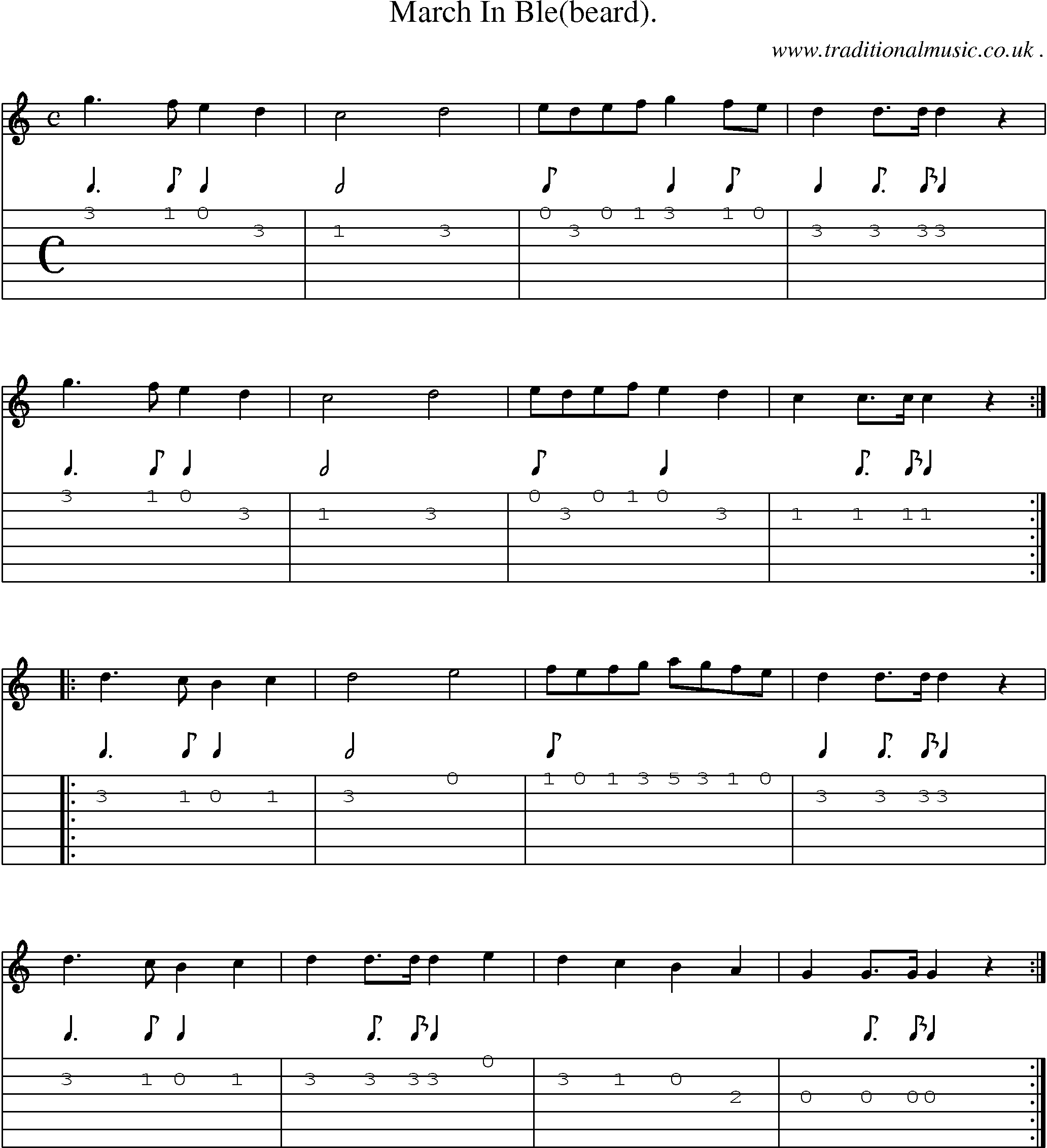 Sheet-Music and Guitar Tabs for March In Ble(beard)