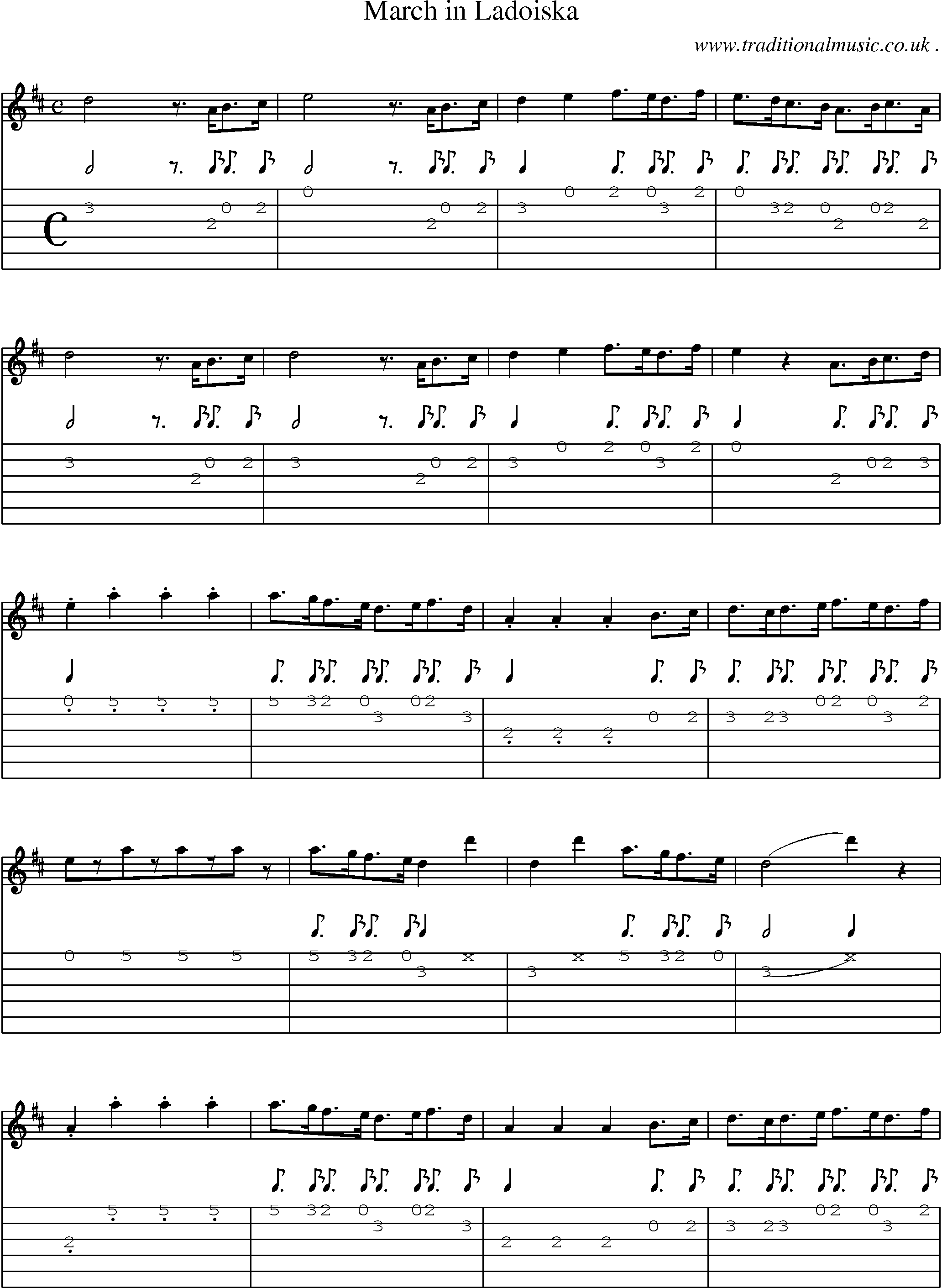 Sheet-Music and Guitar Tabs for March In Ladoiska