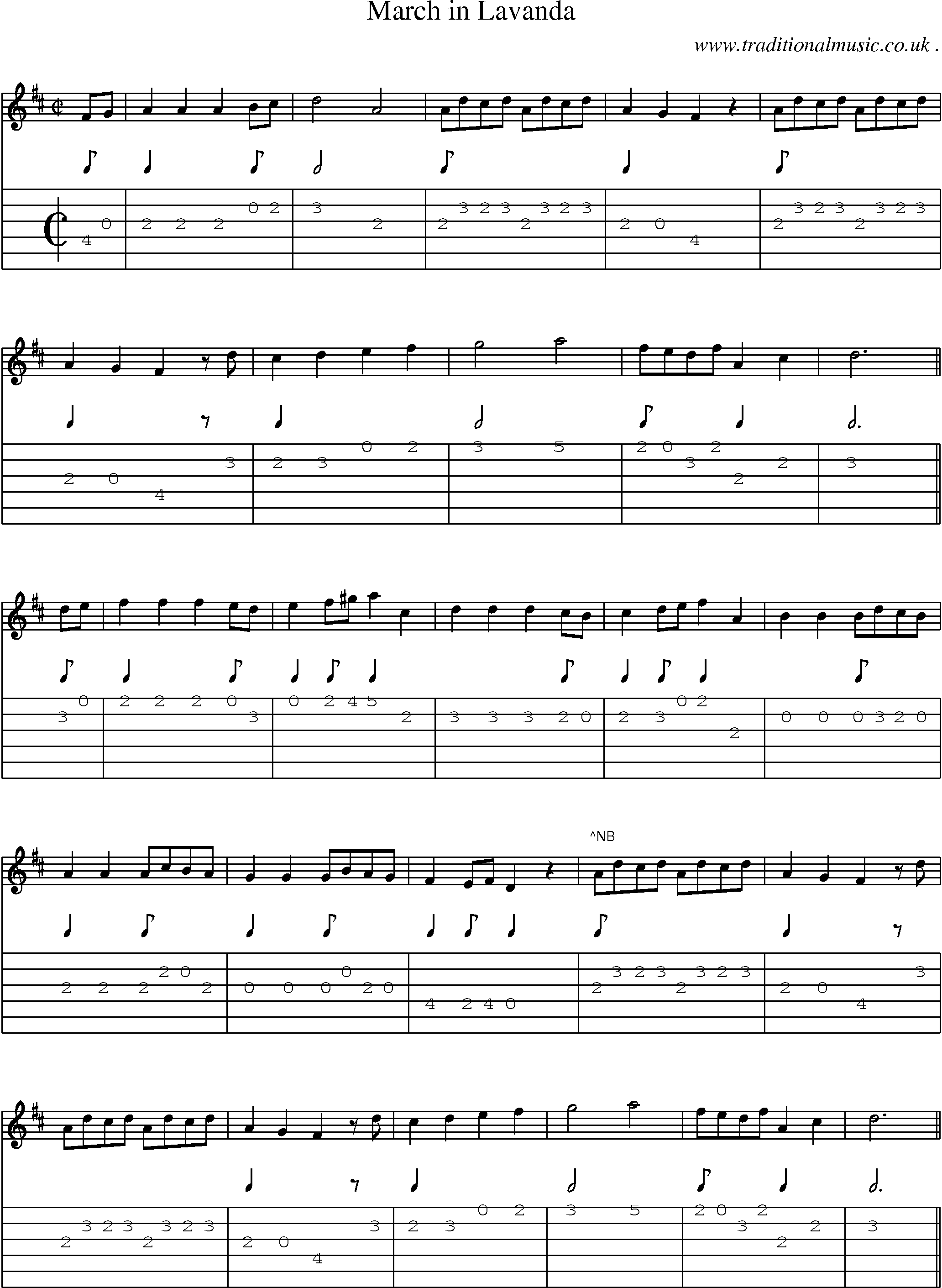 Sheet-Music and Guitar Tabs for March In Lavanda