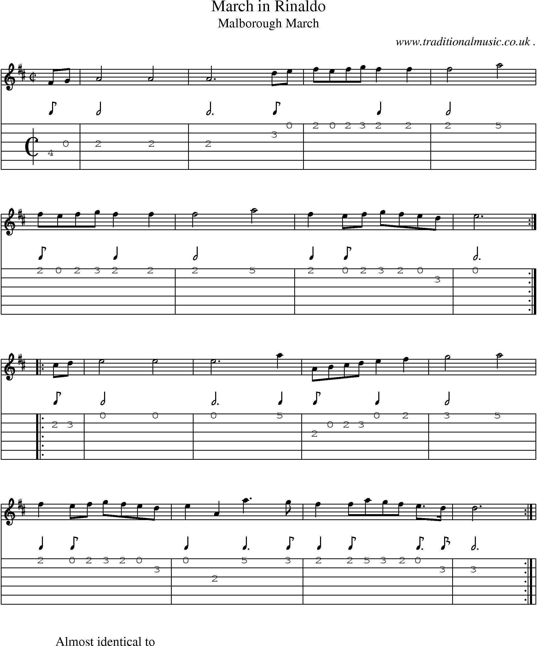 Sheet-Music and Guitar Tabs for March In Rinaldo