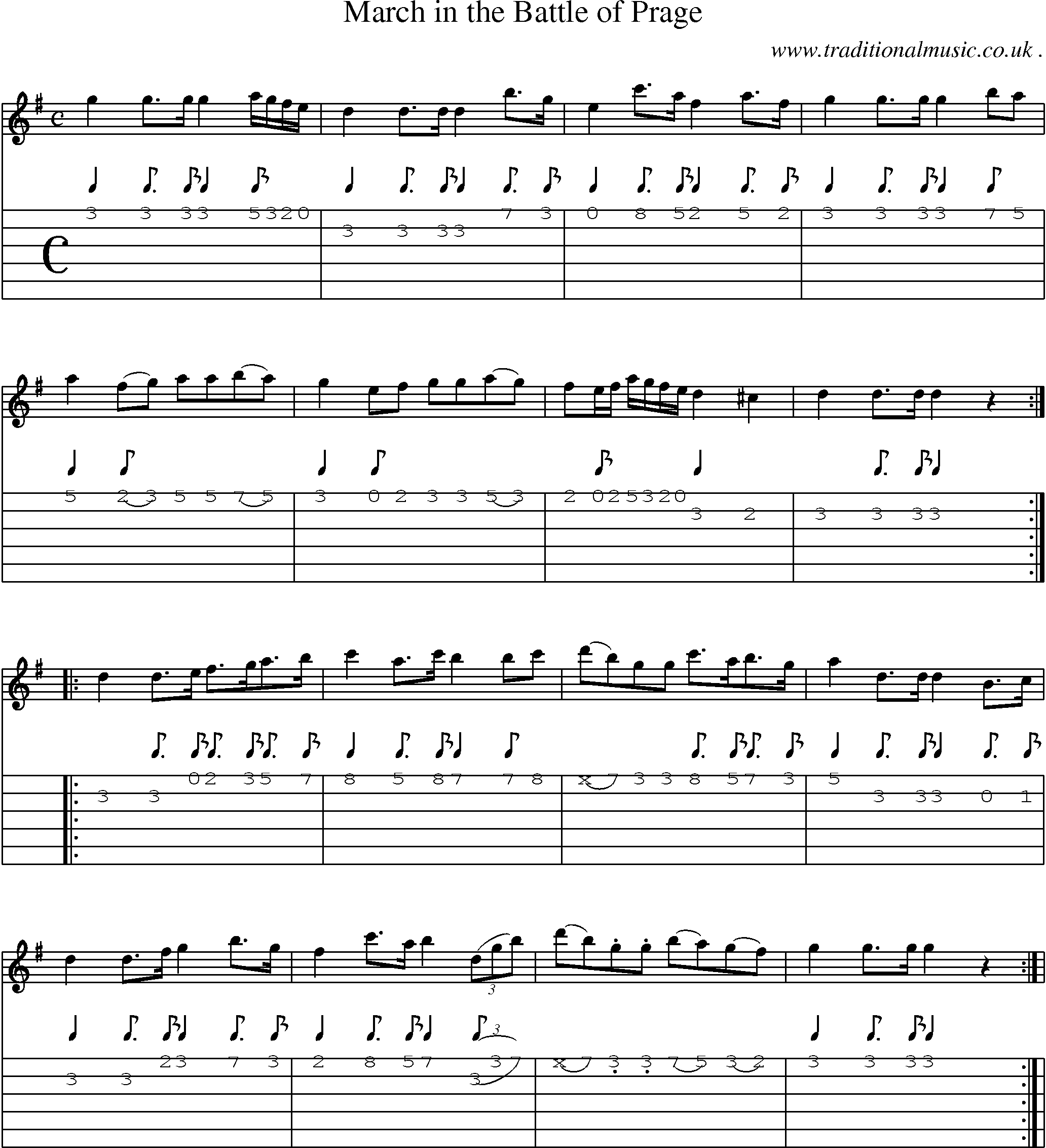 Sheet-Music and Guitar Tabs for March In The Battle Of Prage
