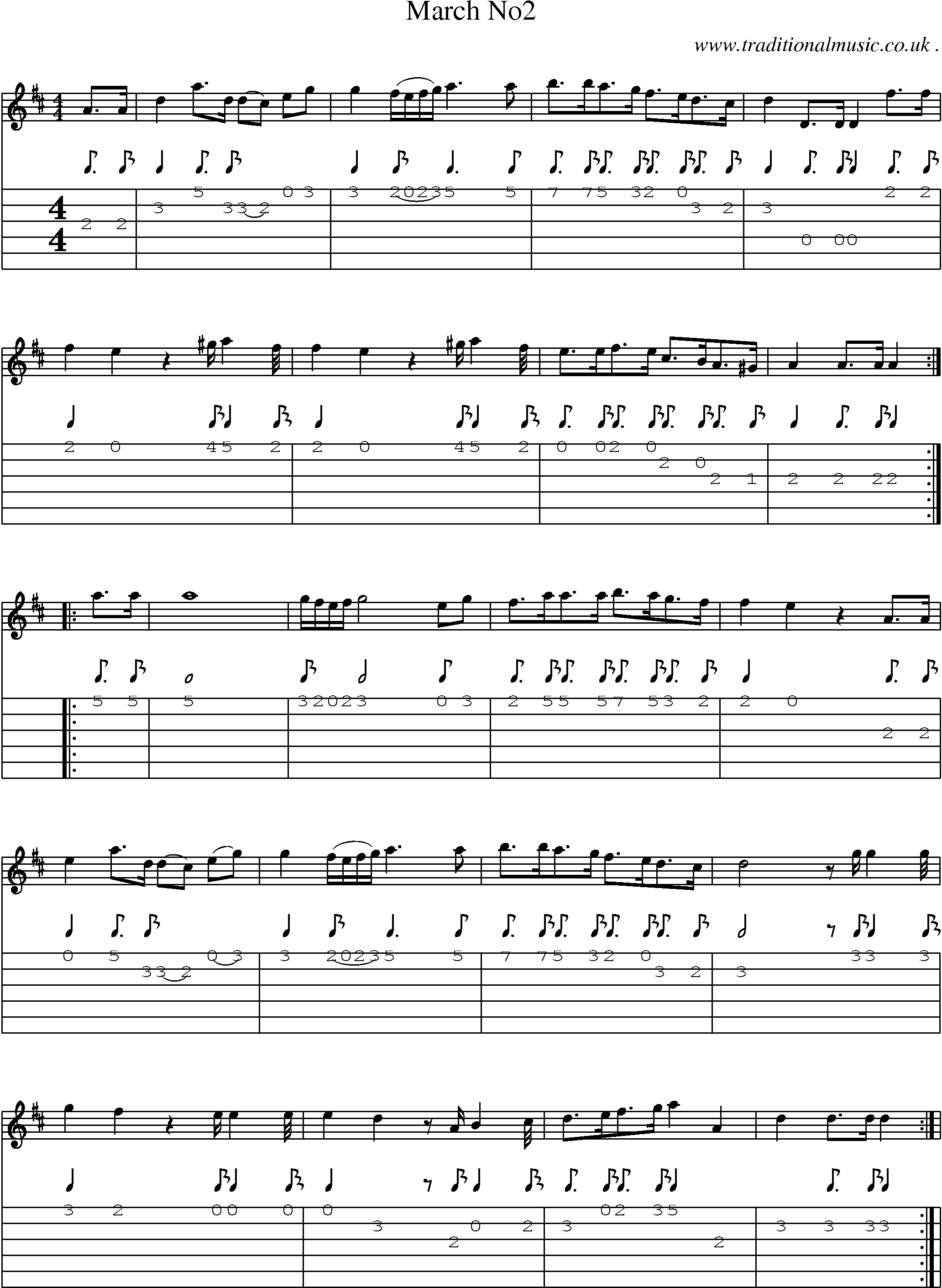 Sheet-Music and Guitar Tabs for March No2
