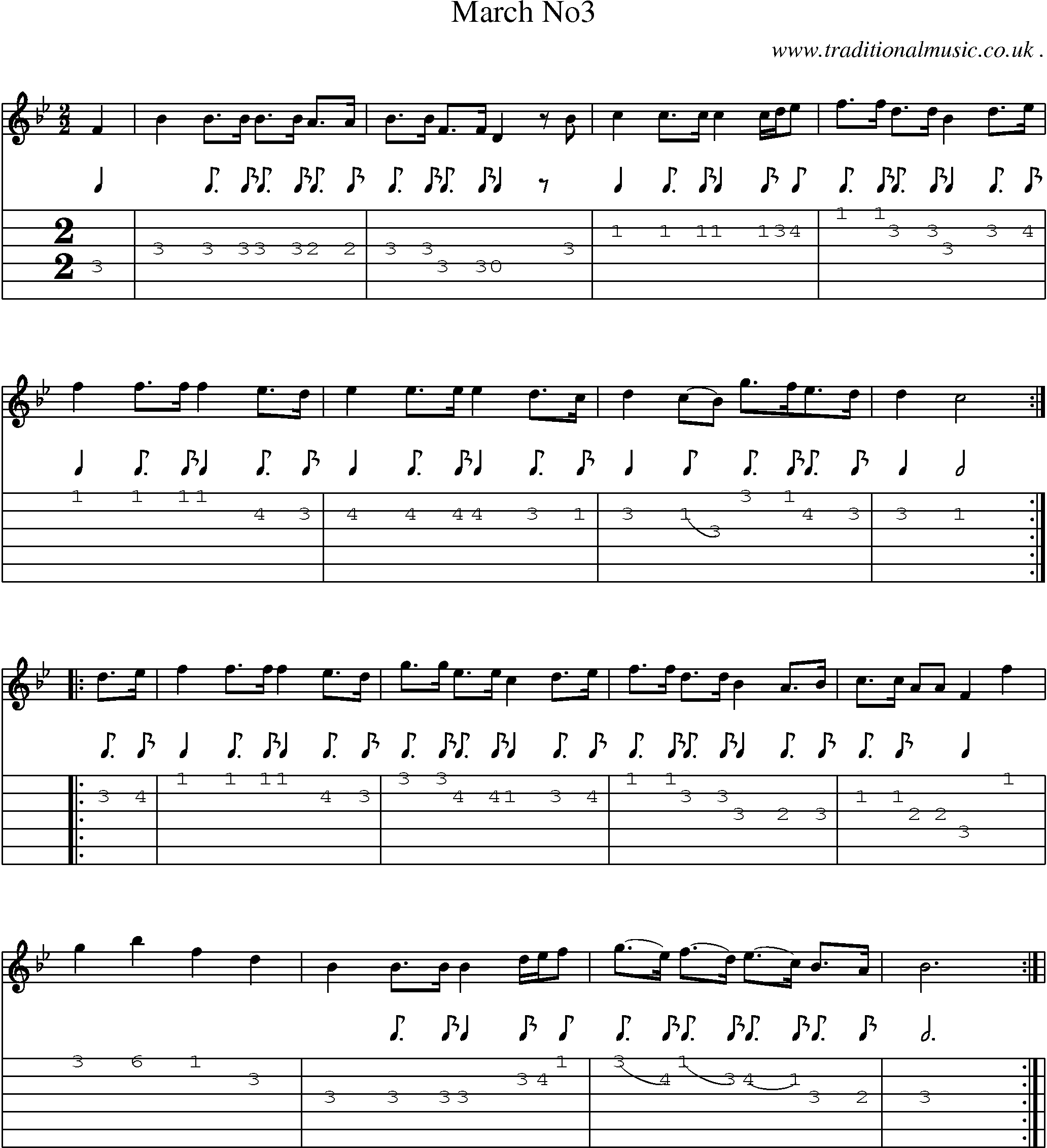 Sheet-Music and Guitar Tabs for March No3