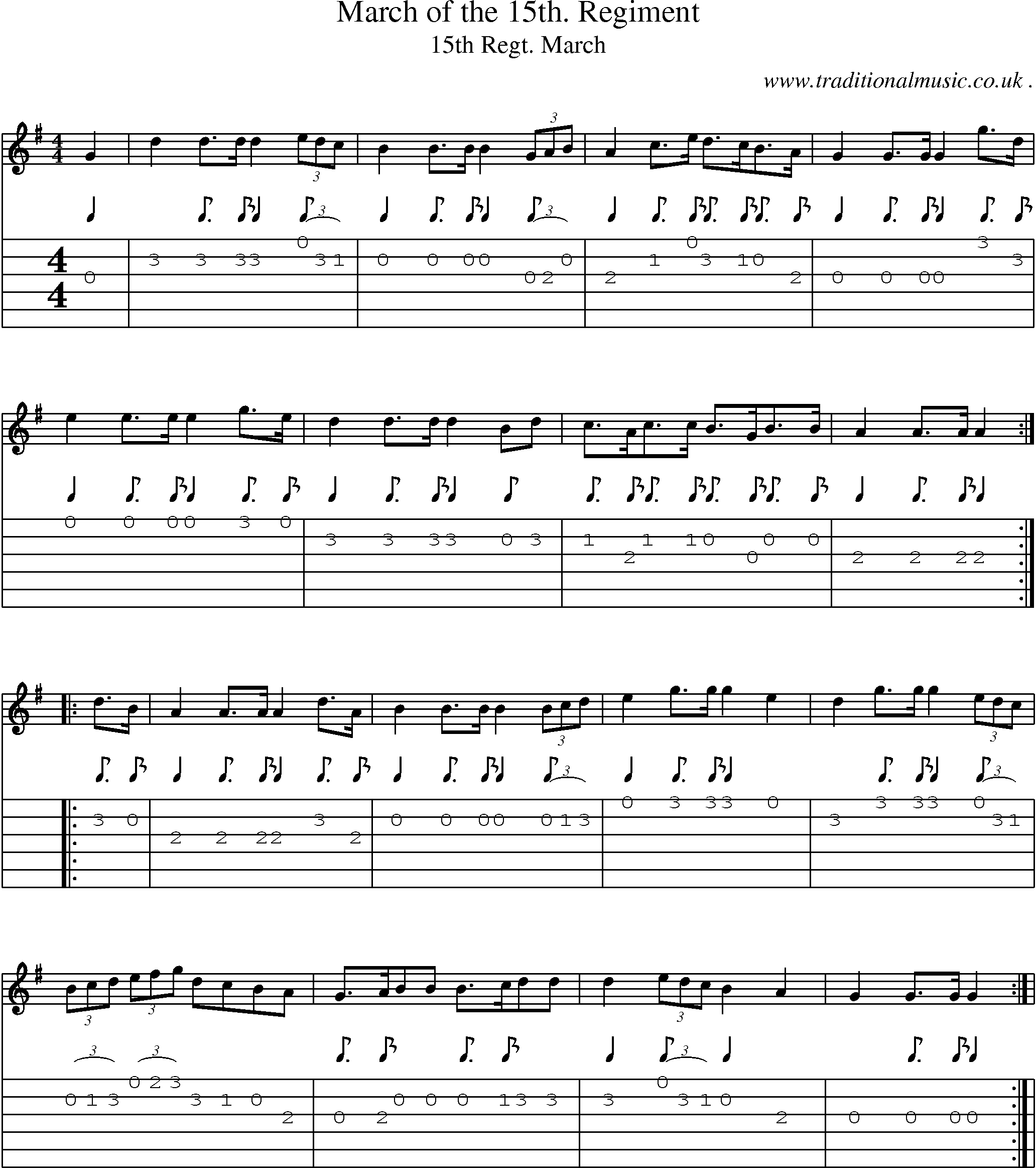 Sheet-Music and Guitar Tabs for March Of The 15th Regiment