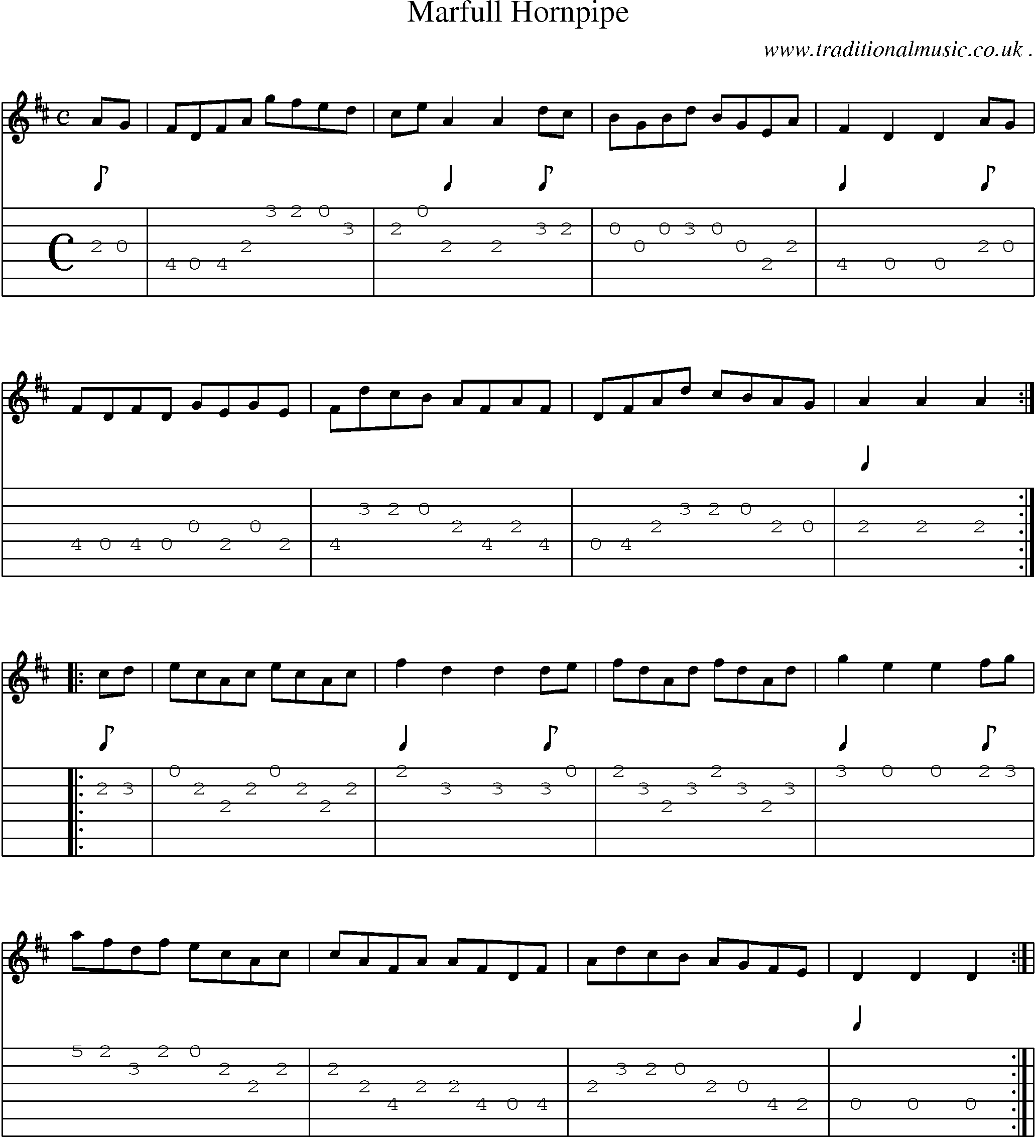 Sheet-Music and Guitar Tabs for Marfull Hornpipe