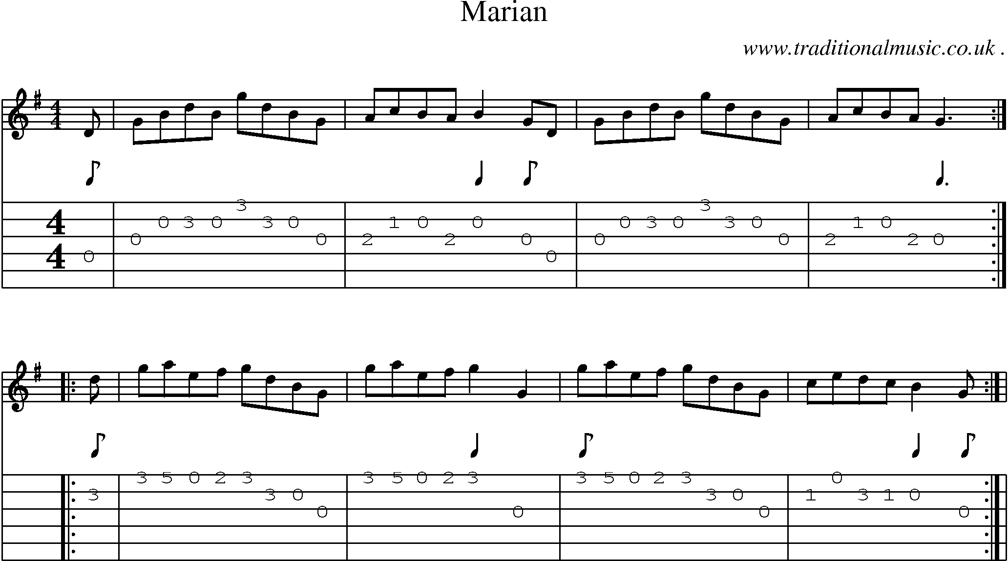 Sheet-Music and Guitar Tabs for Marian