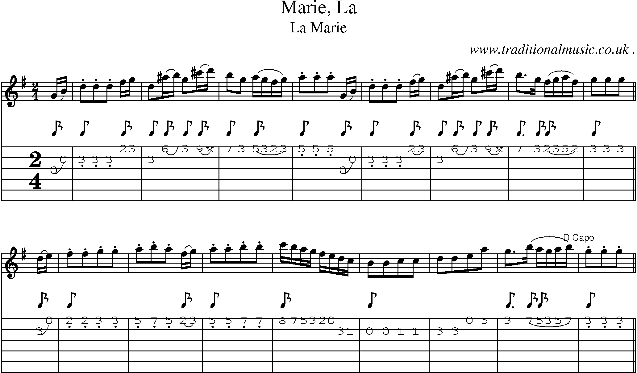 Sheet-Music and Guitar Tabs for Marie La