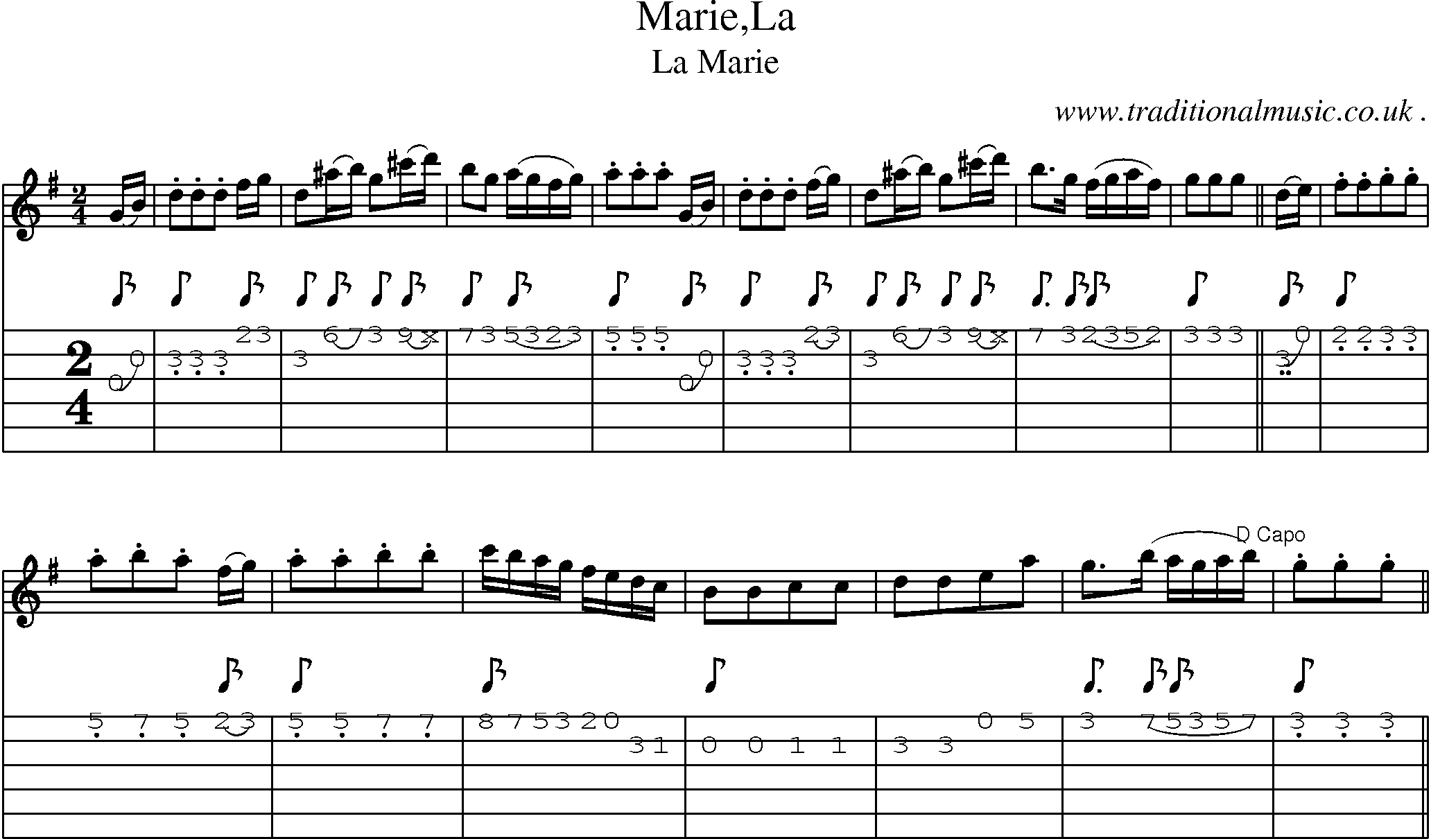 Sheet-Music and Guitar Tabs for Mariela