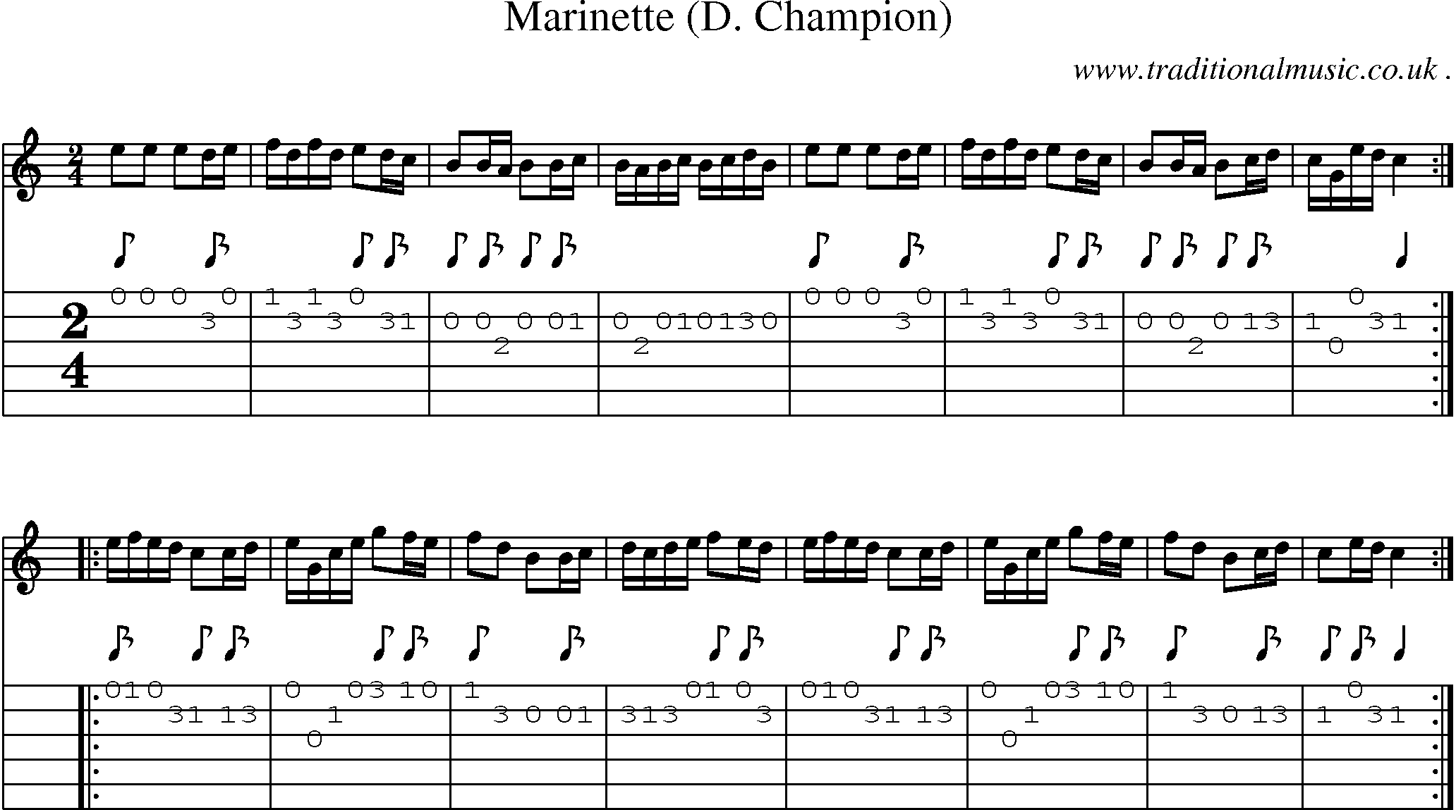 Sheet-Music and Guitar Tabs for Marinette (d Champion)