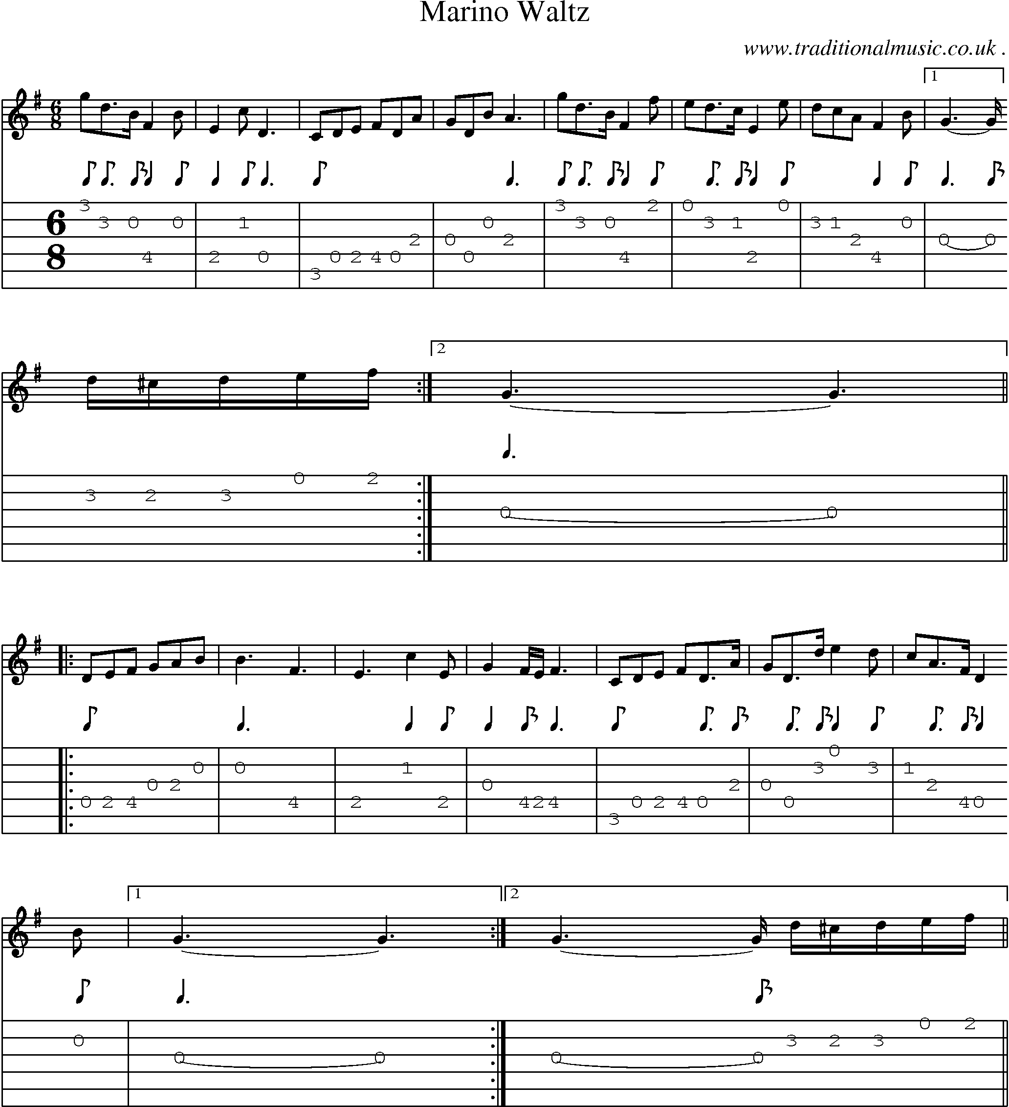 Sheet-Music and Guitar Tabs for Marino Waltz