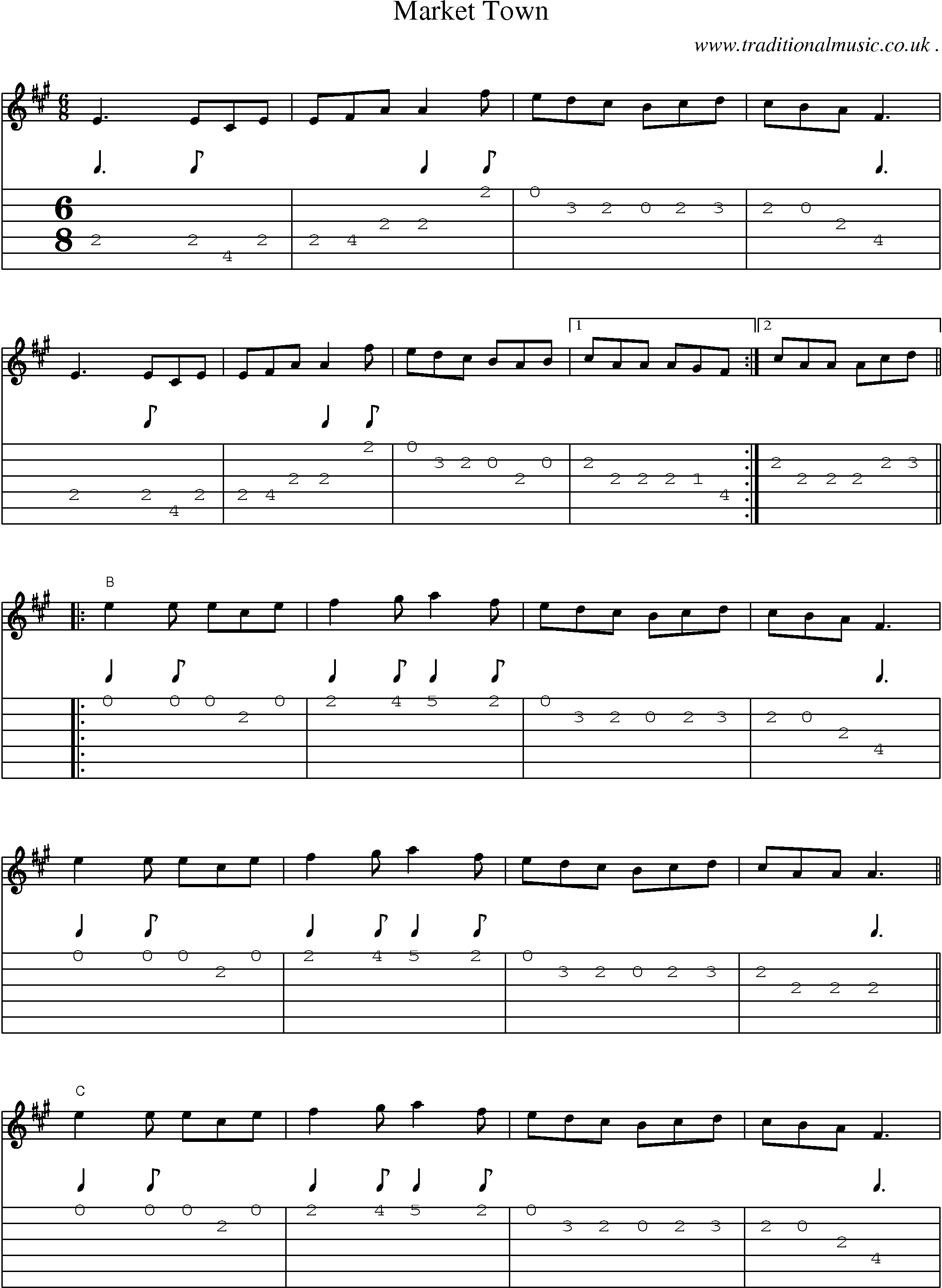 Sheet-Music and Guitar Tabs for Market Town