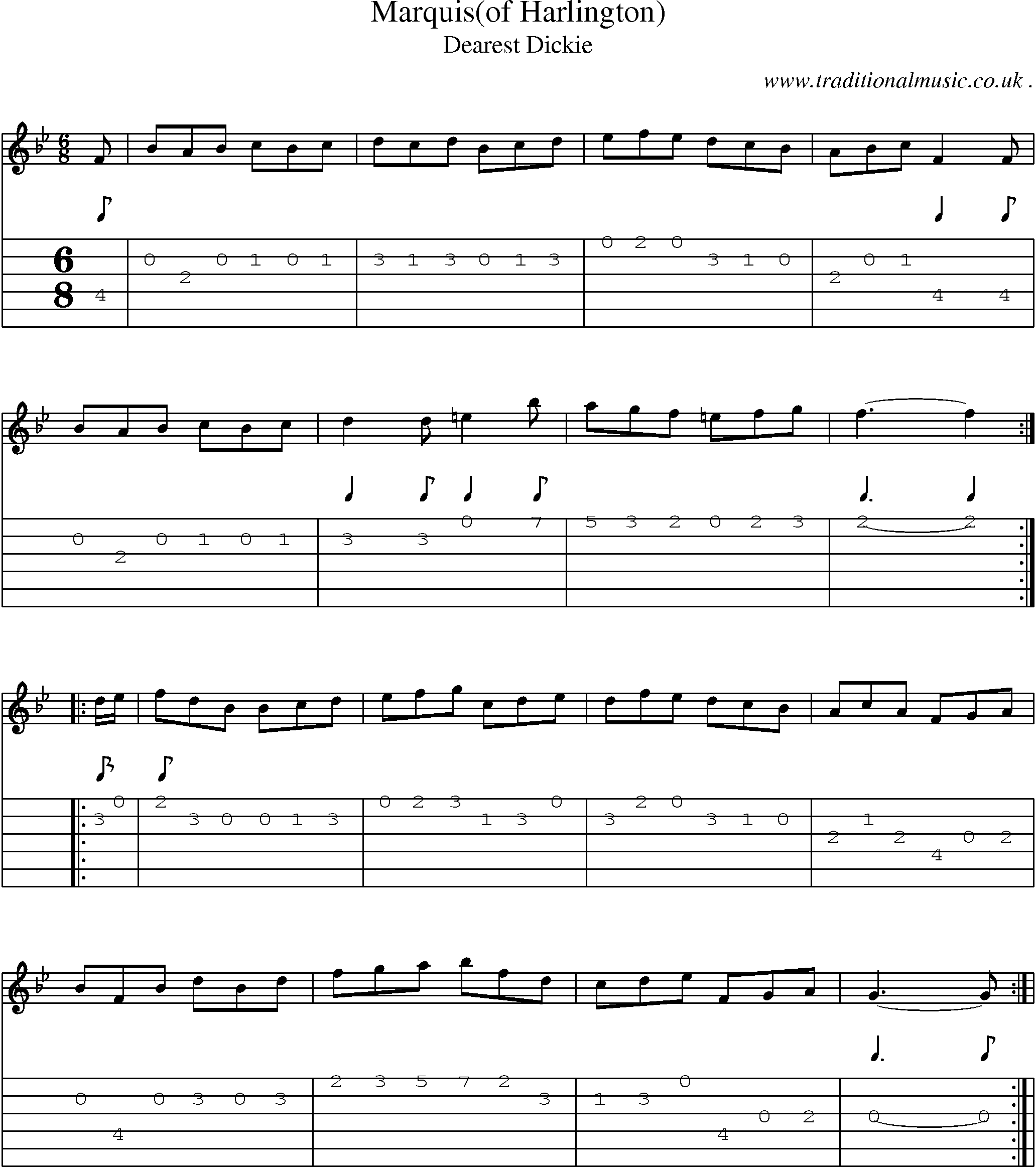 Sheet-Music and Guitar Tabs for Marquis(of Harlington)