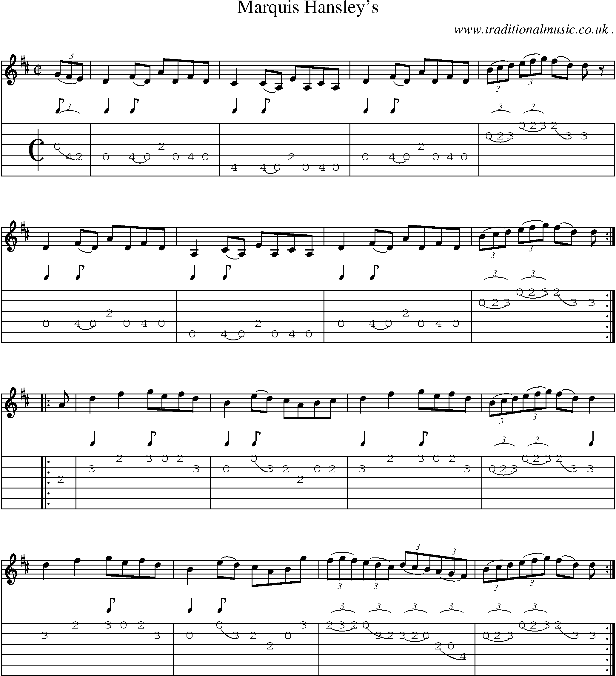 Sheet-Music and Guitar Tabs for Marquis Hansleys