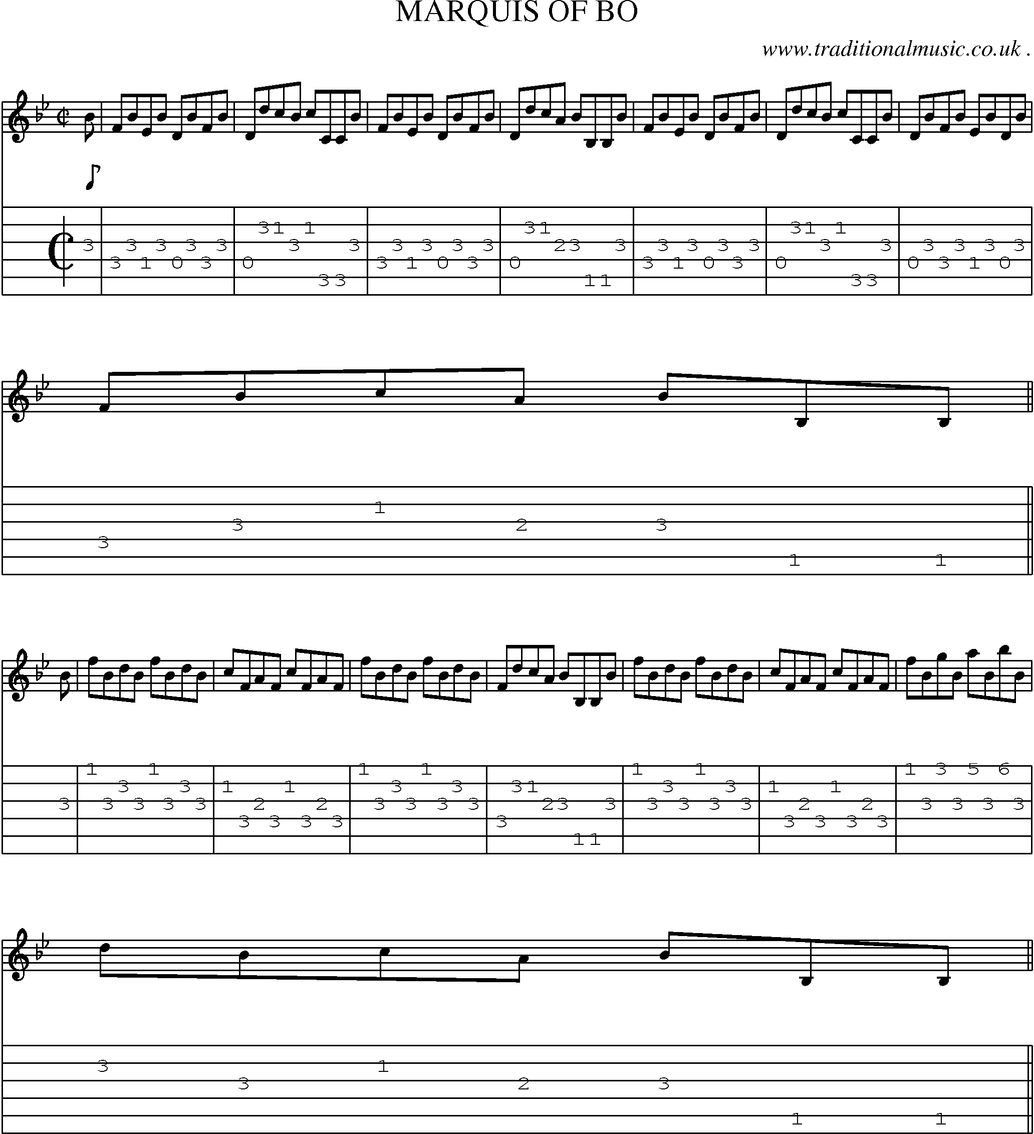 Sheet-Music and Guitar Tabs for Marquis Of Bo