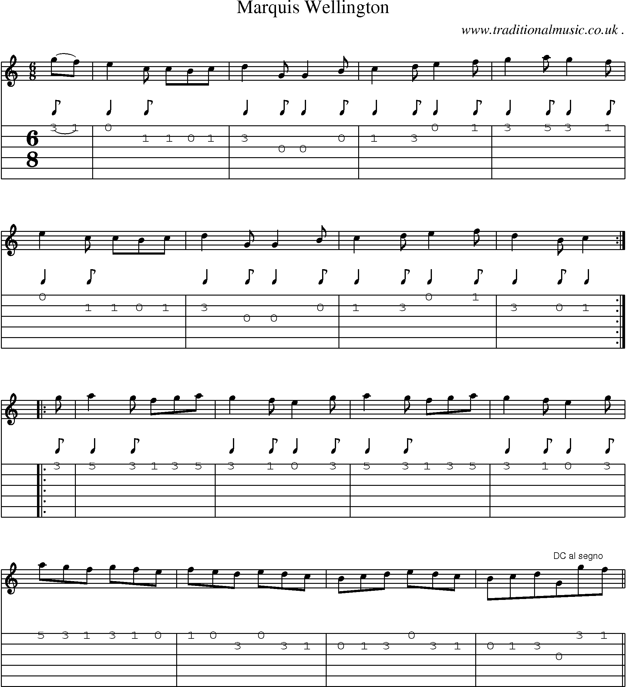 Sheet-Music and Guitar Tabs for Marquis Wellington