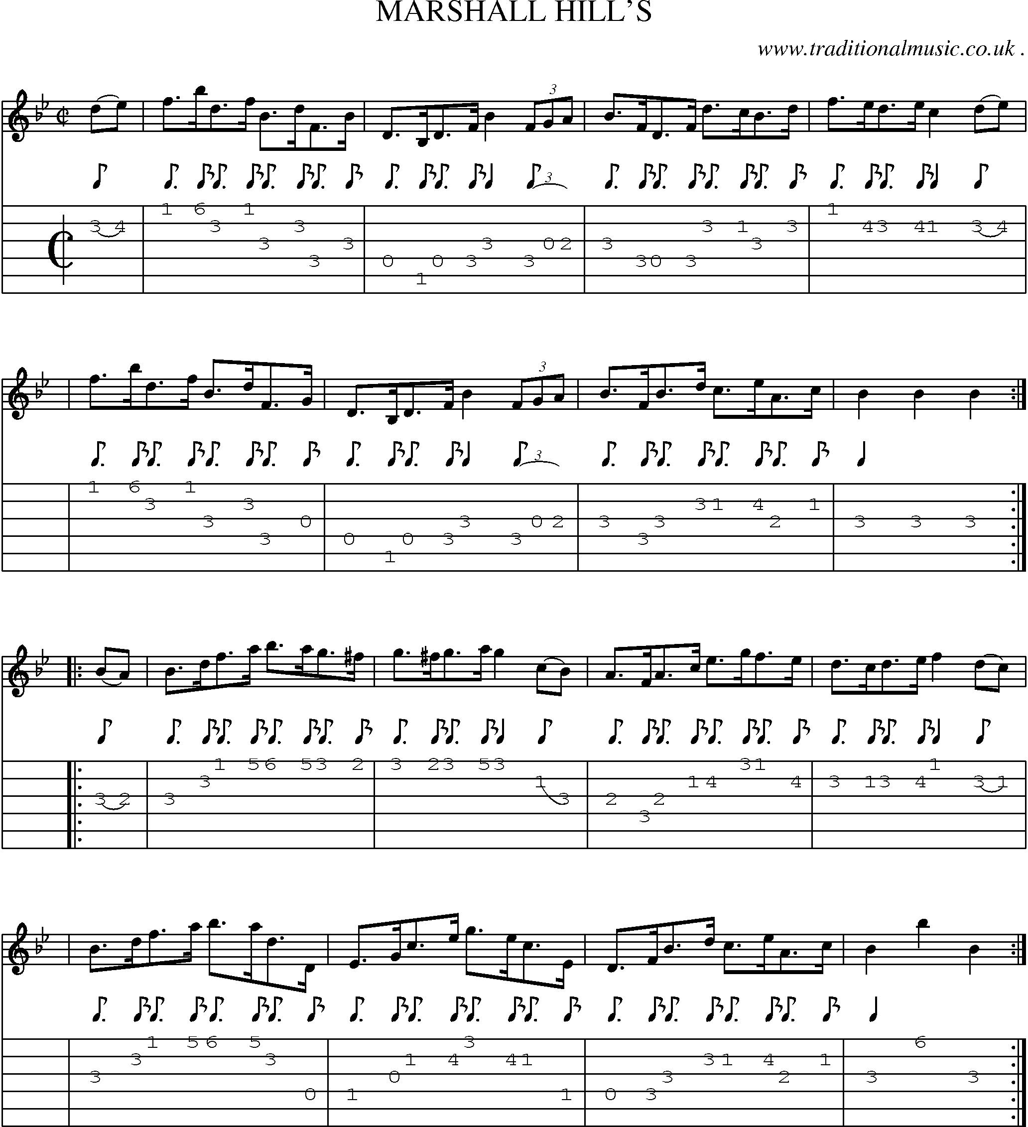 Sheet-Music and Guitar Tabs for Marshall Hills