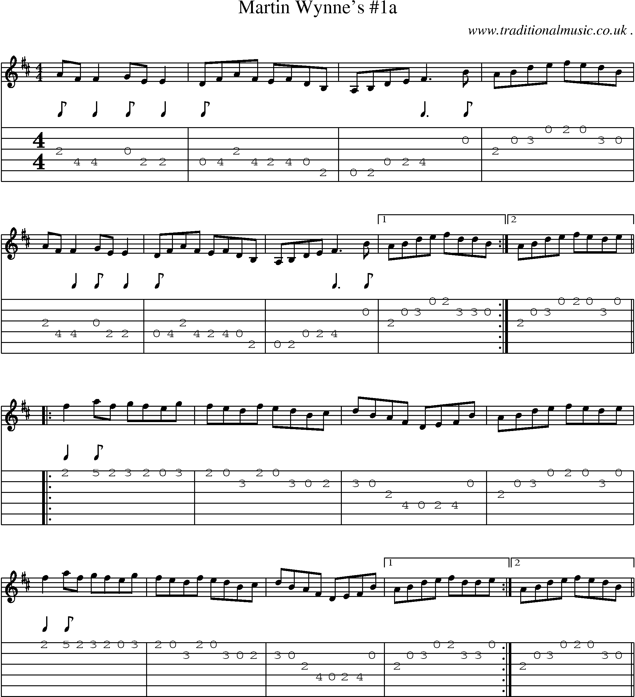 Sheet-Music and Guitar Tabs for Martin Wynnes 1a