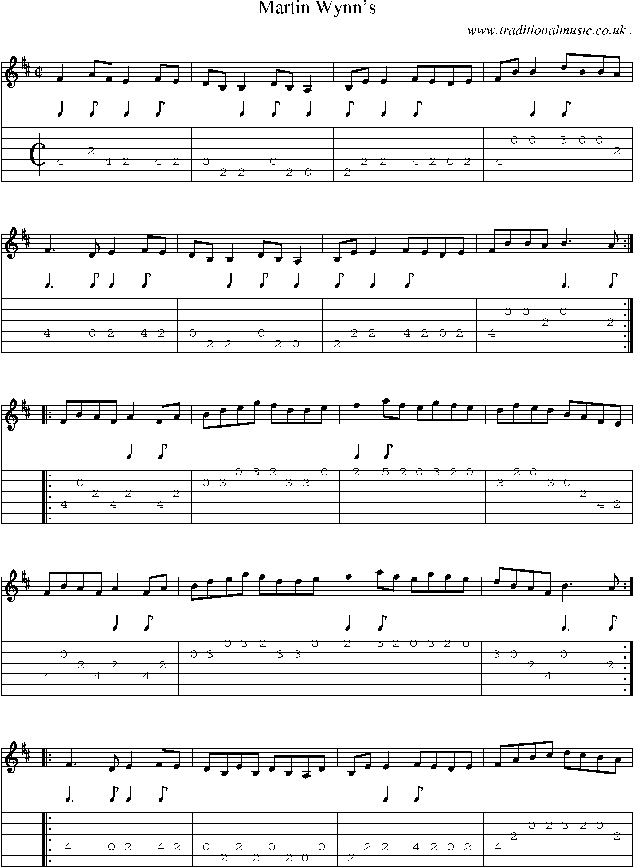 Sheet-Music and Guitar Tabs for Martin Wynns