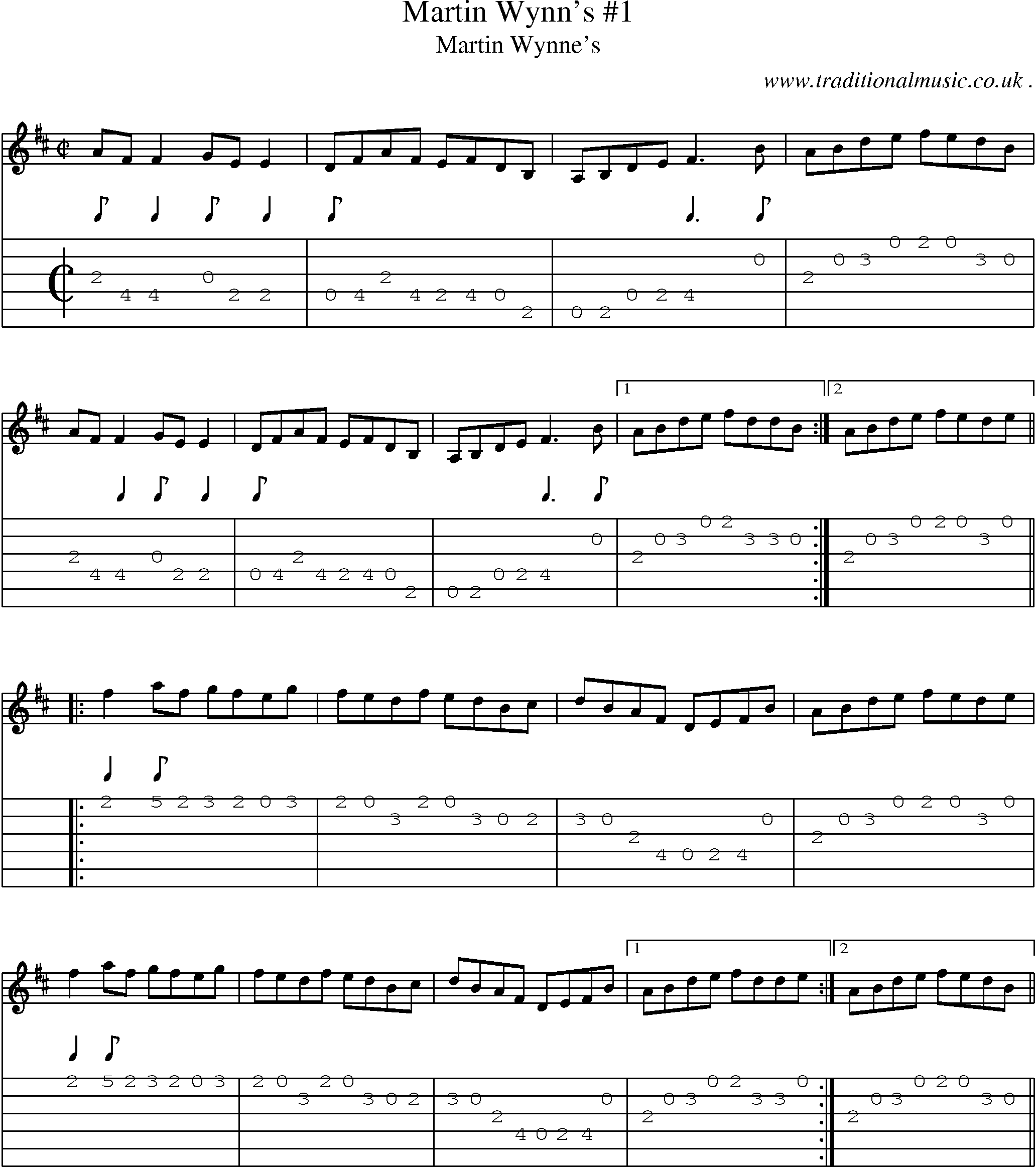 Sheet-Music and Guitar Tabs for Martin Wynns 1