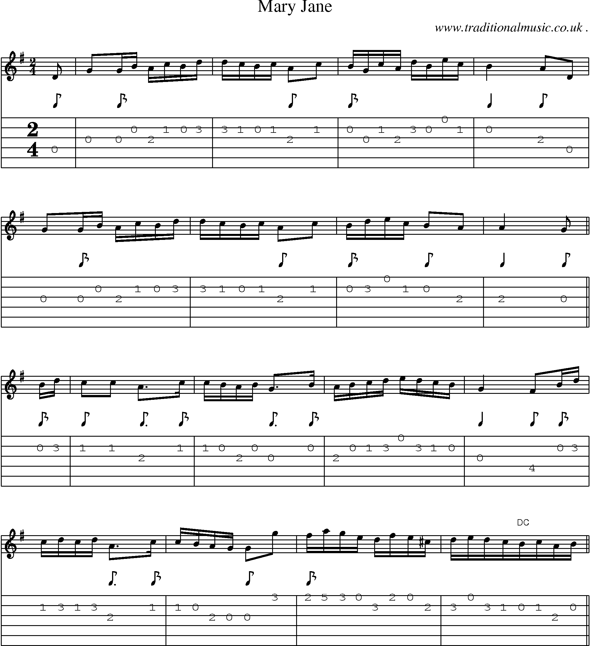 Sheet-Music and Guitar Tabs for Mary Jane