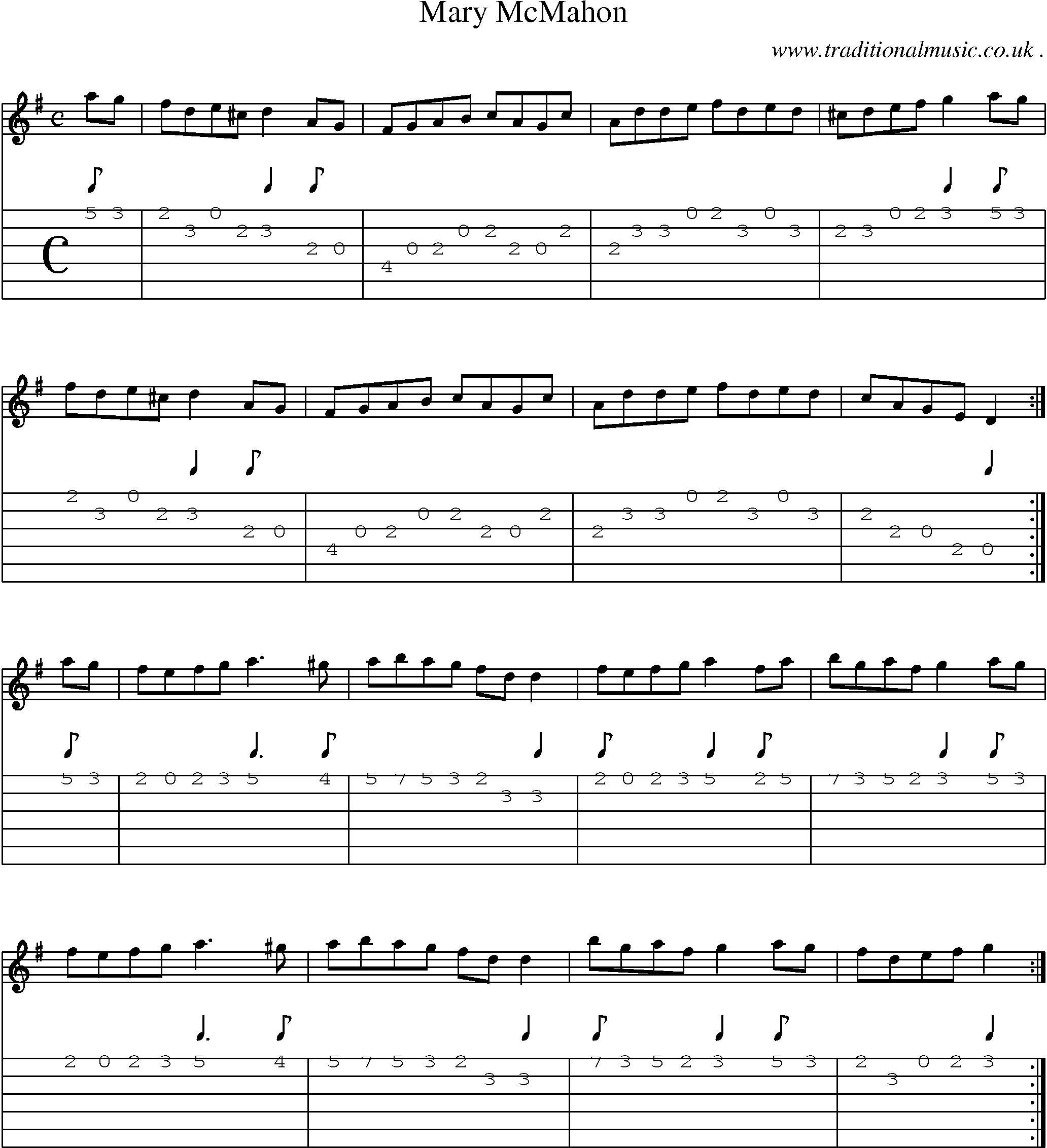Sheet-Music and Guitar Tabs for Mary Mcmahon