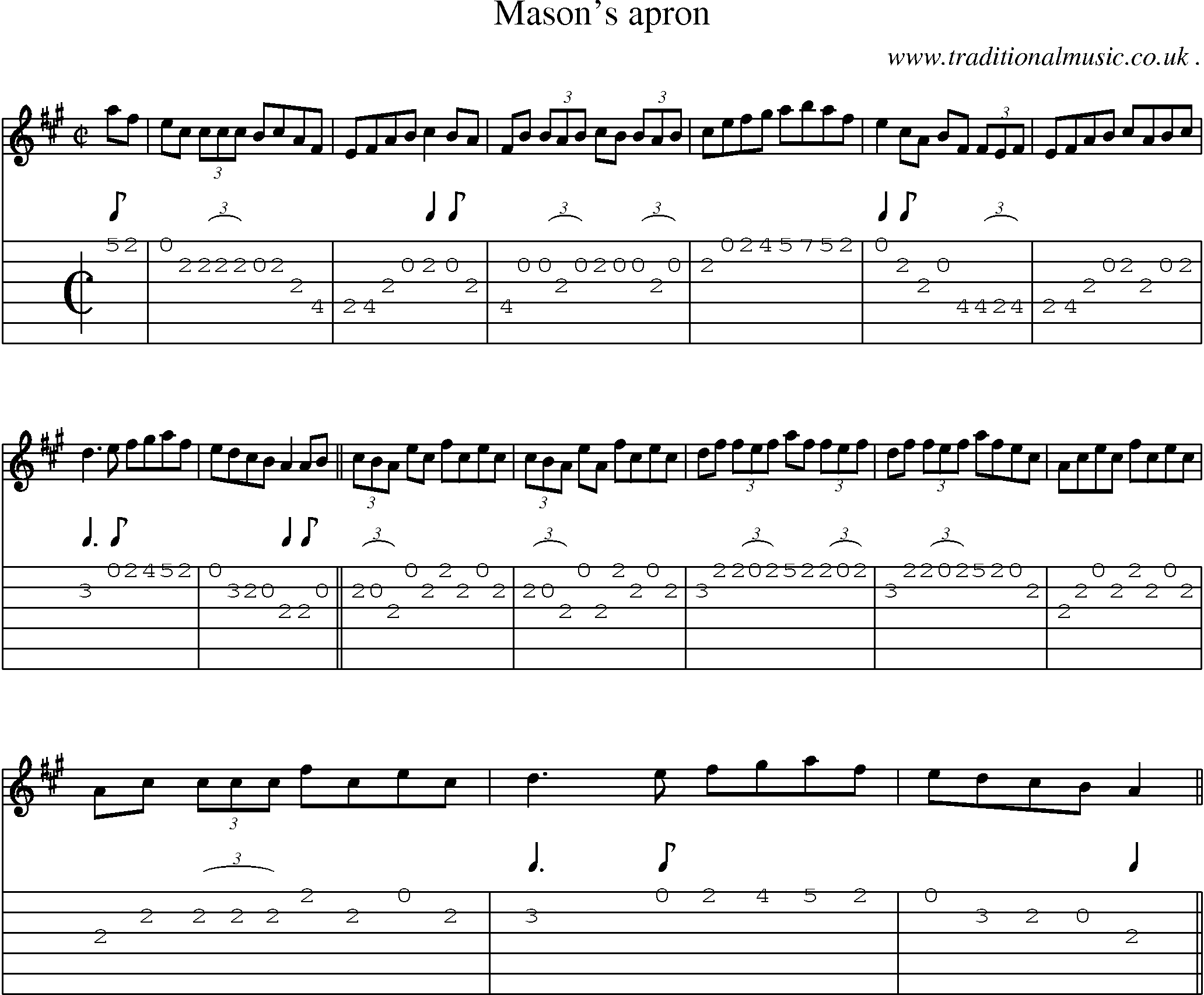 Sheet-Music and Guitar Tabs for Masons Apron