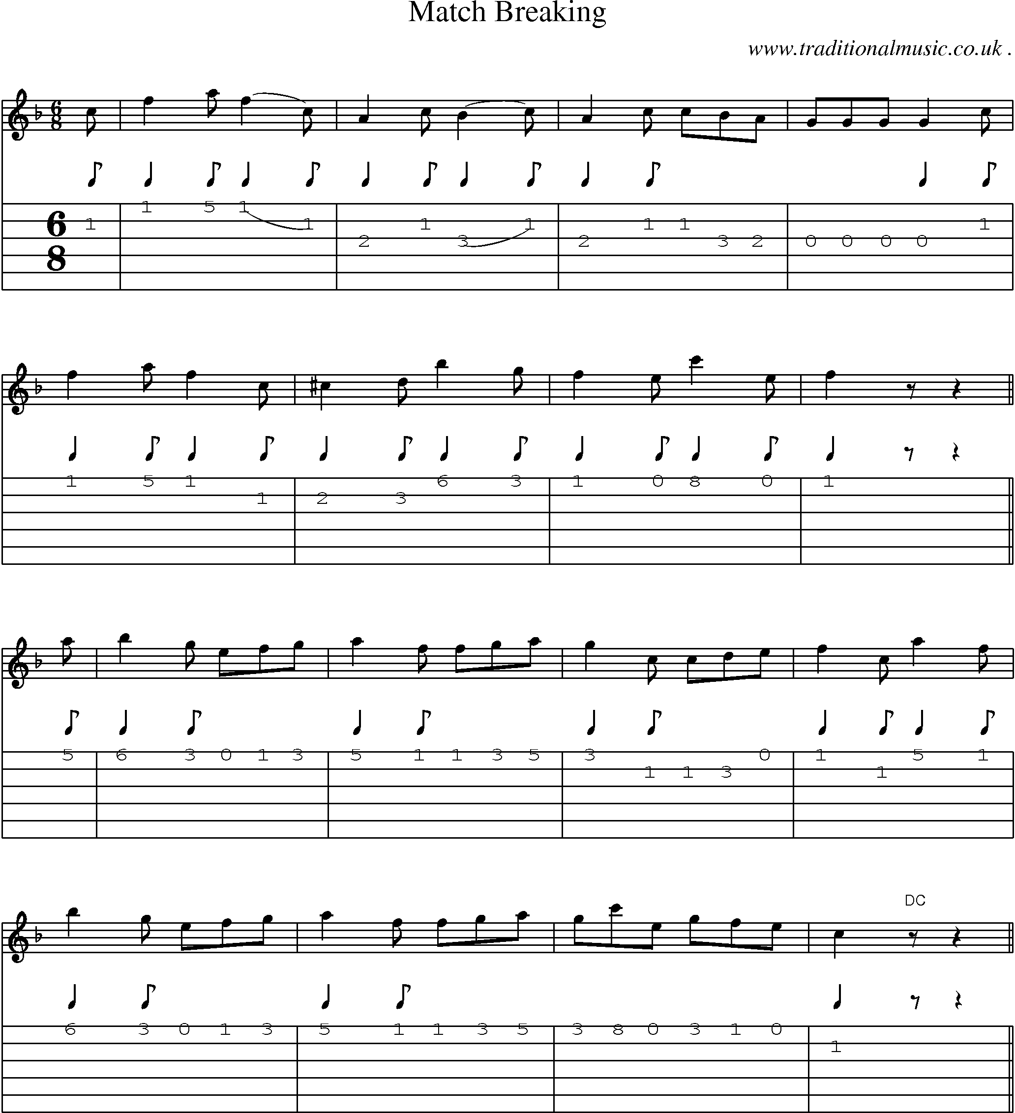 Sheet-Music and Guitar Tabs for Match Breaking