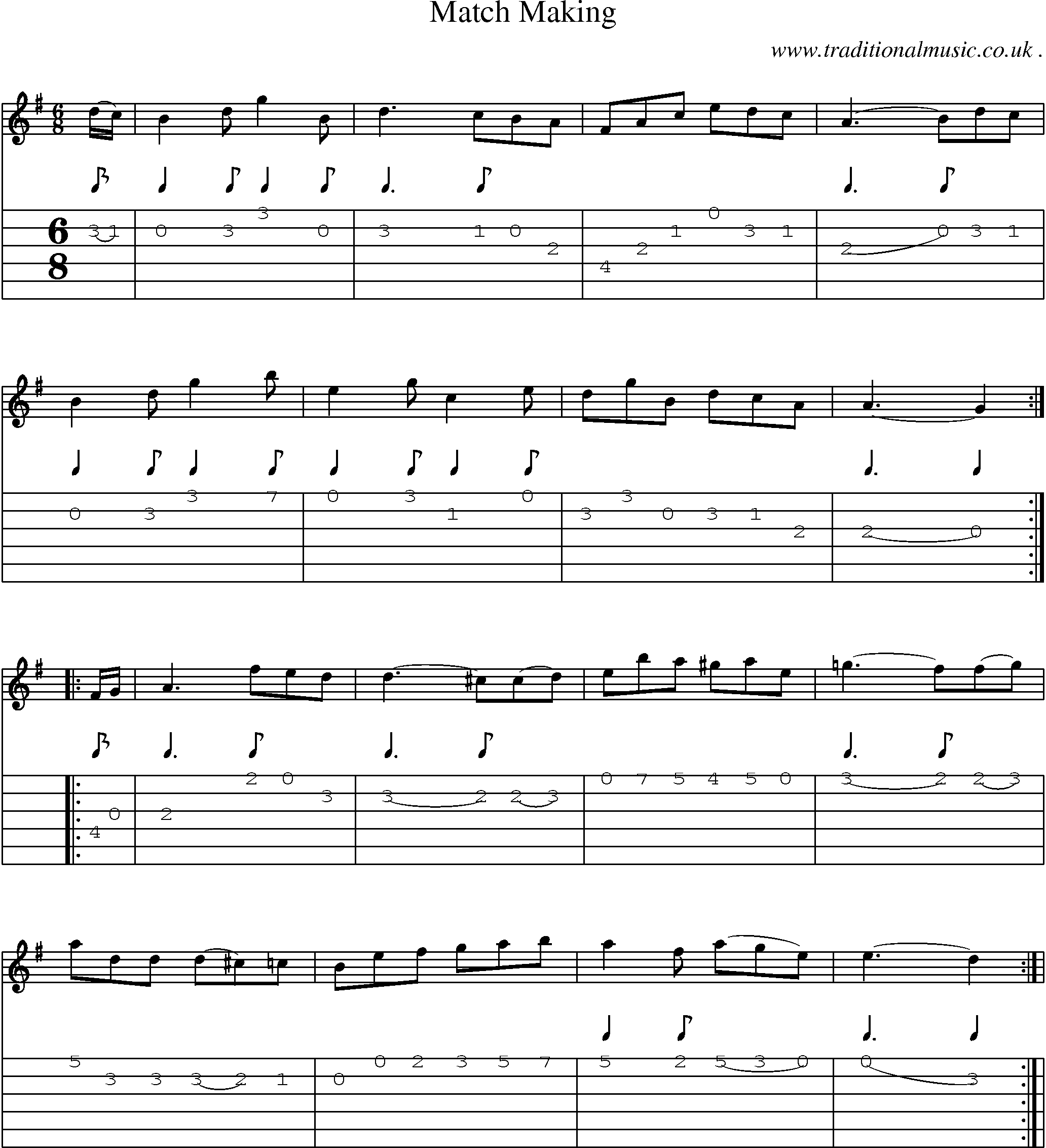 Sheet-Music and Guitar Tabs for Match Making