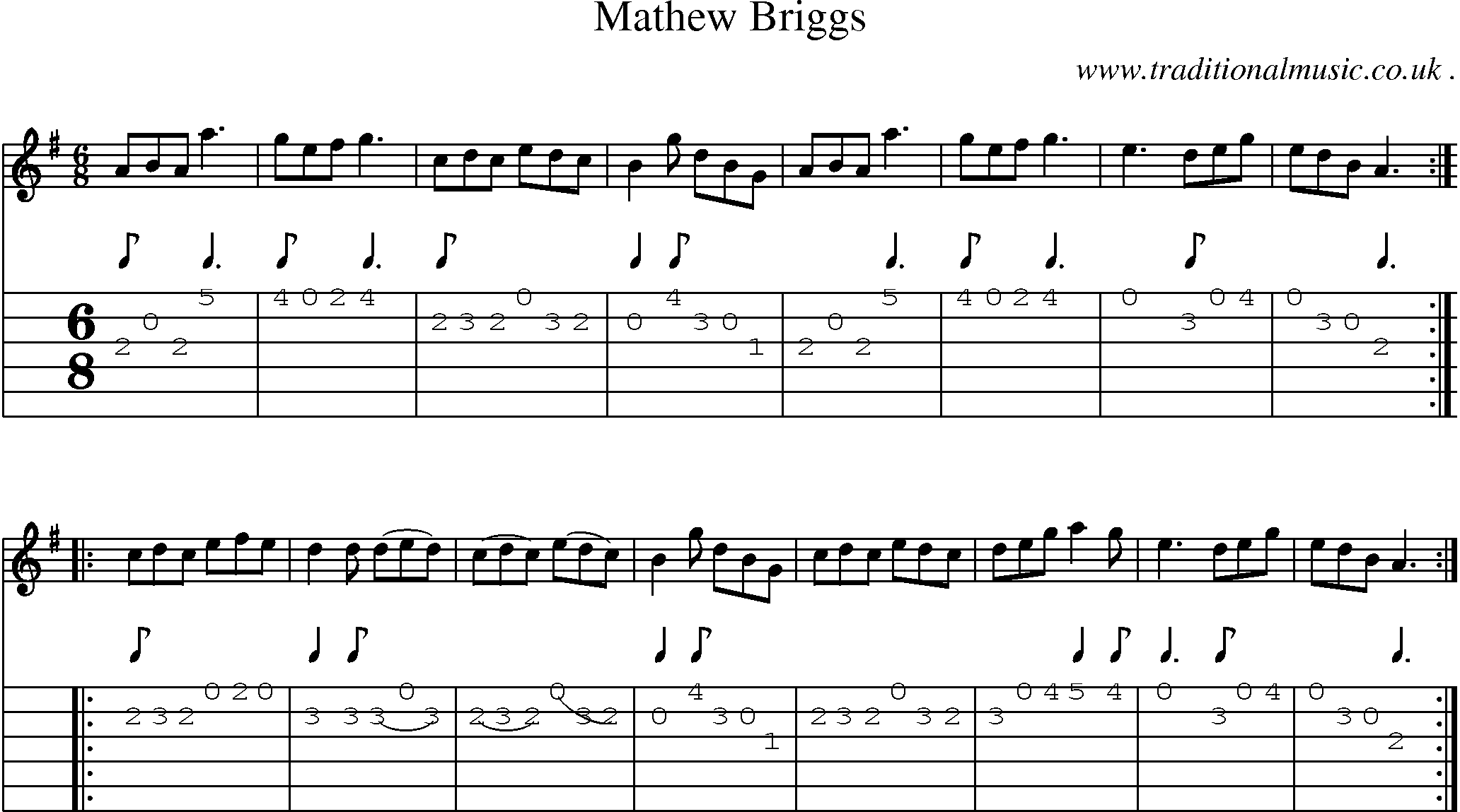 Sheet-Music and Guitar Tabs for Mathew Briggs