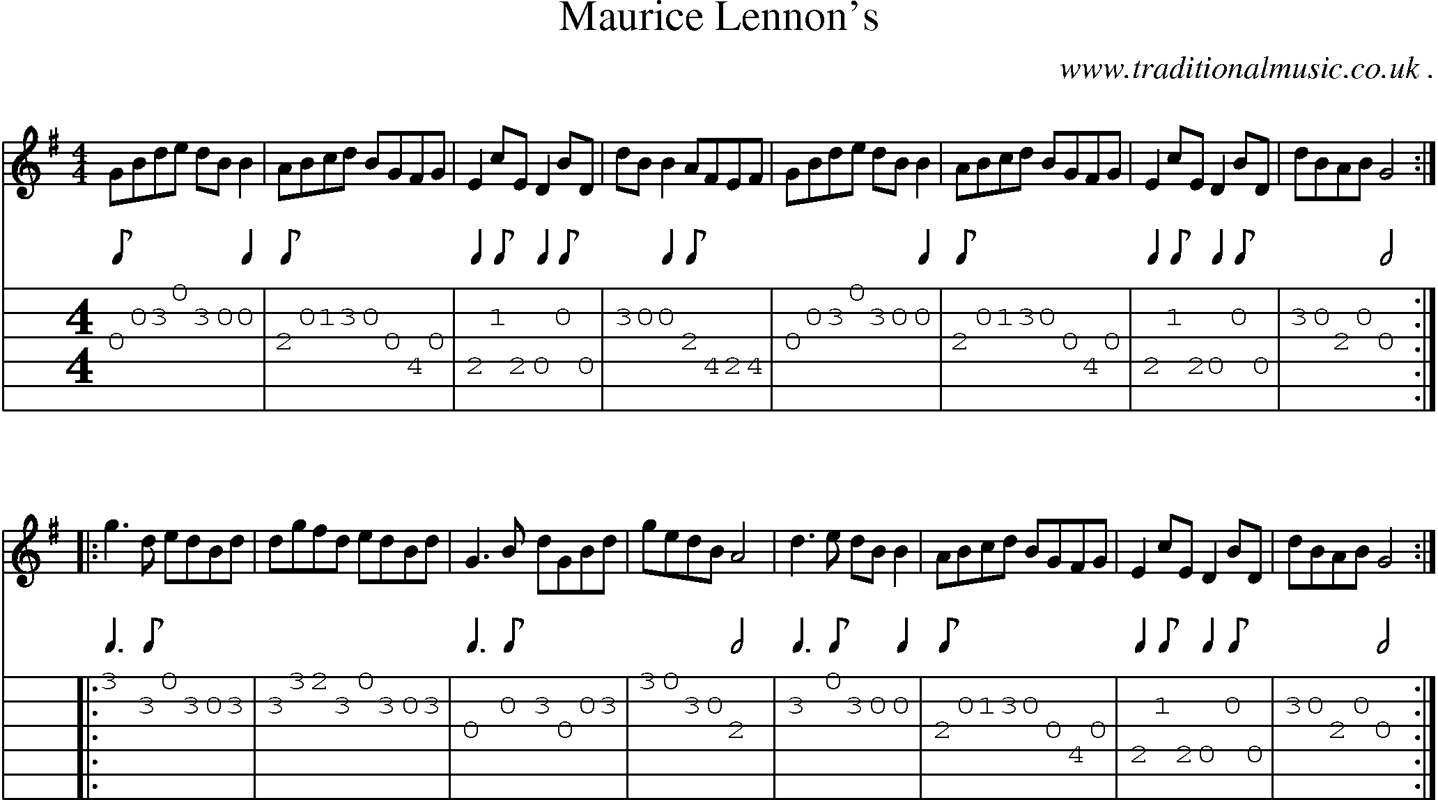 Sheet-Music and Guitar Tabs for Maurice Lennons