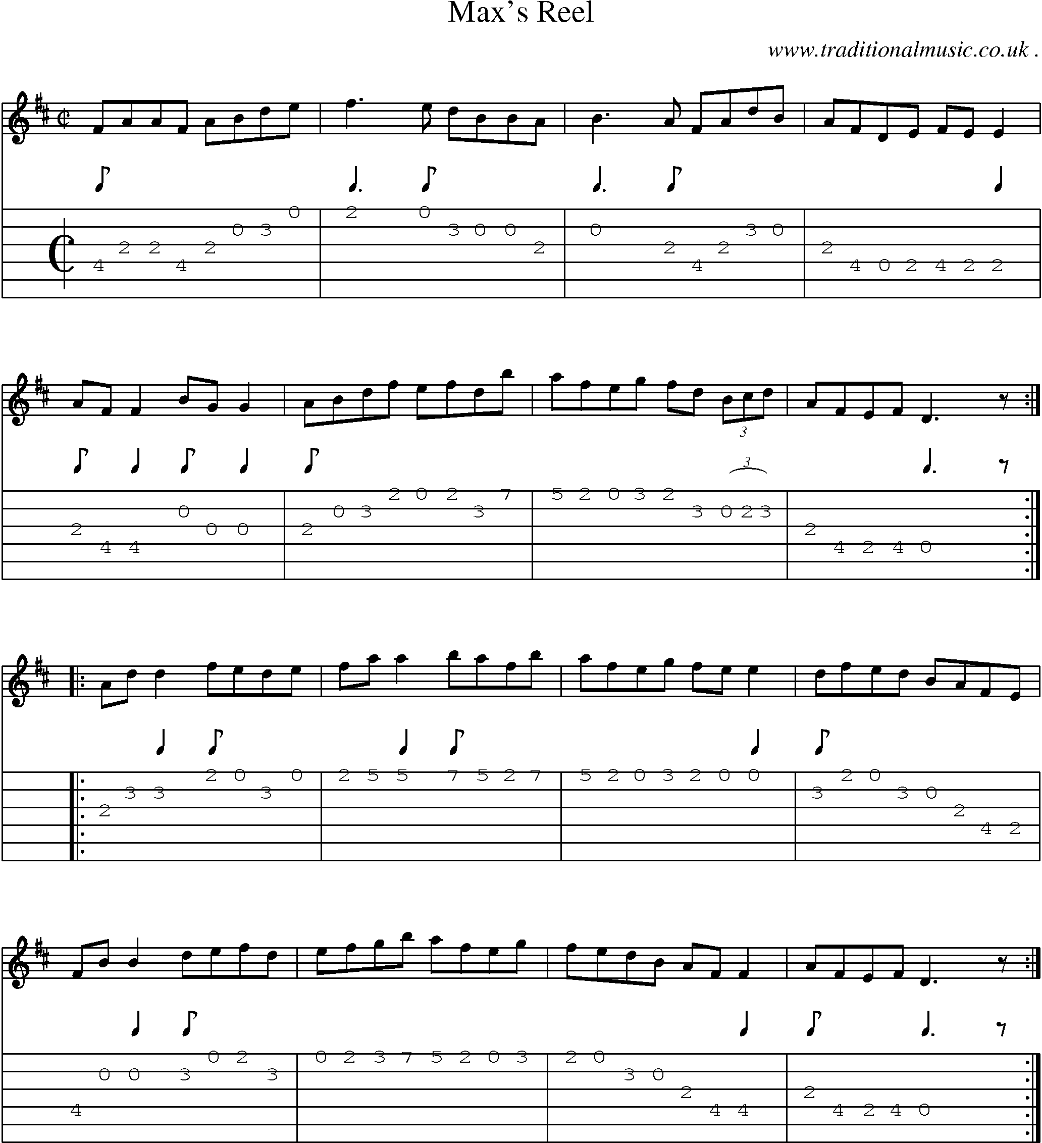 Sheet-Music and Guitar Tabs for Maxs Reel