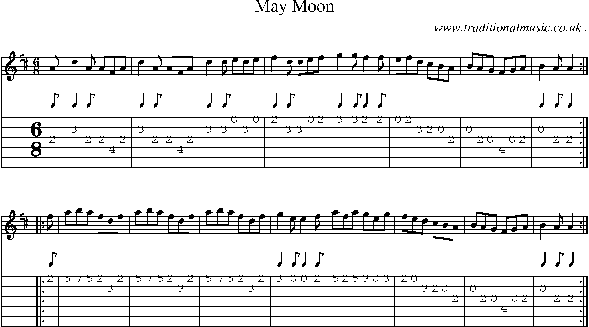 Sheet-Music and Guitar Tabs for May Moon