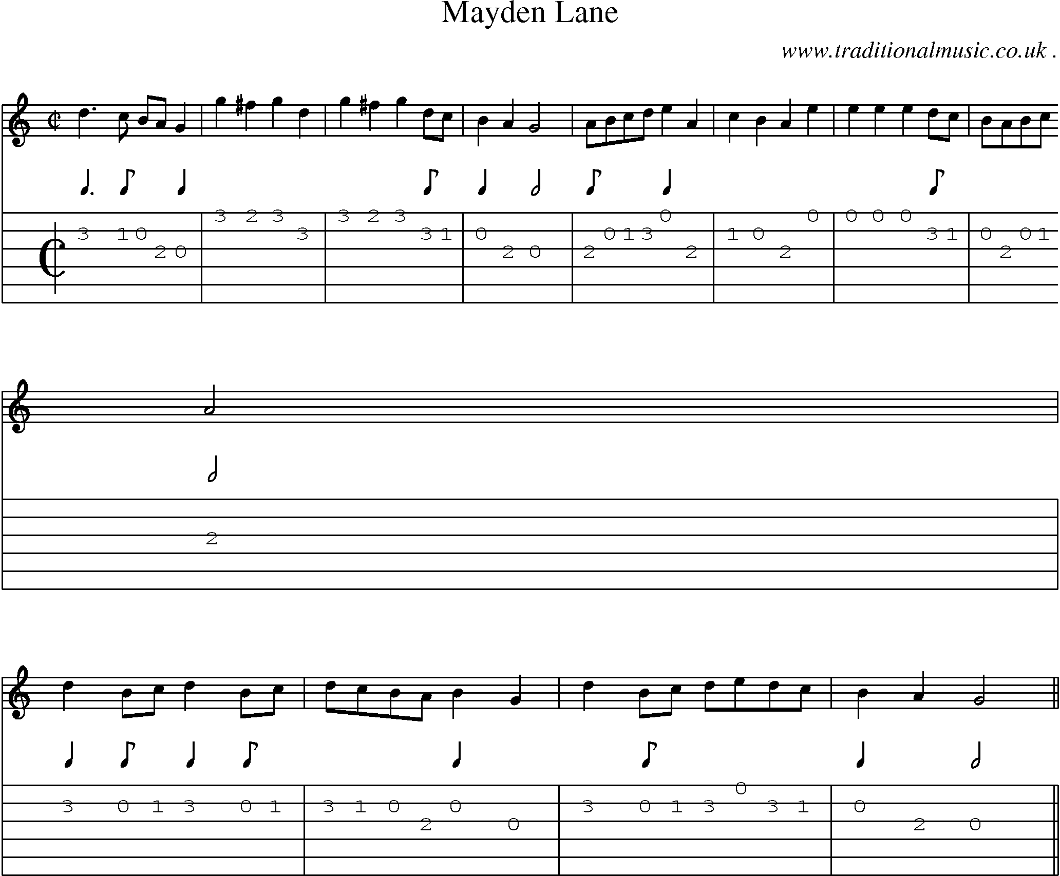 Sheet-Music and Guitar Tabs for Mayden Lane