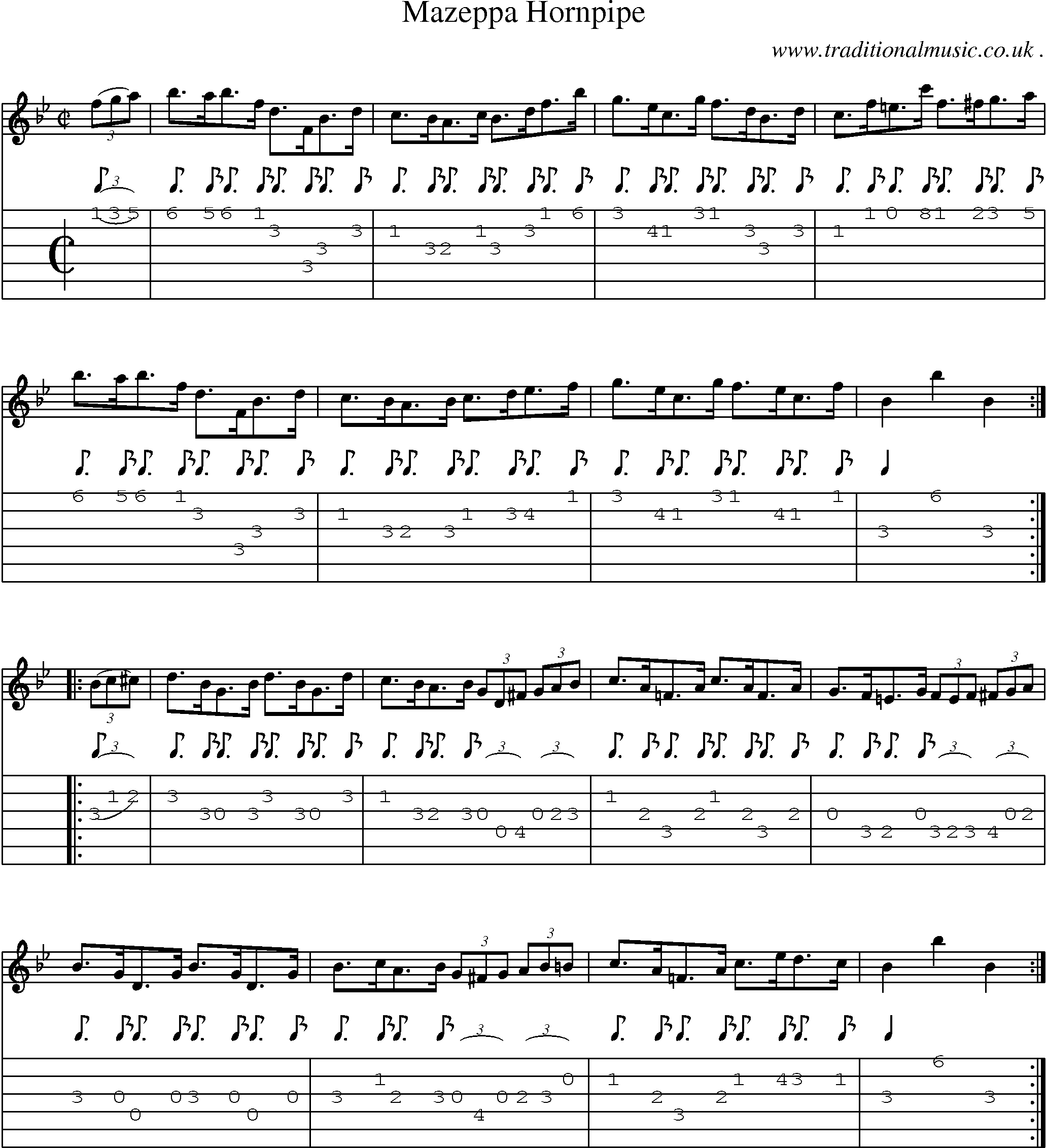 Sheet-Music and Guitar Tabs for Mazeppa Hornpipe