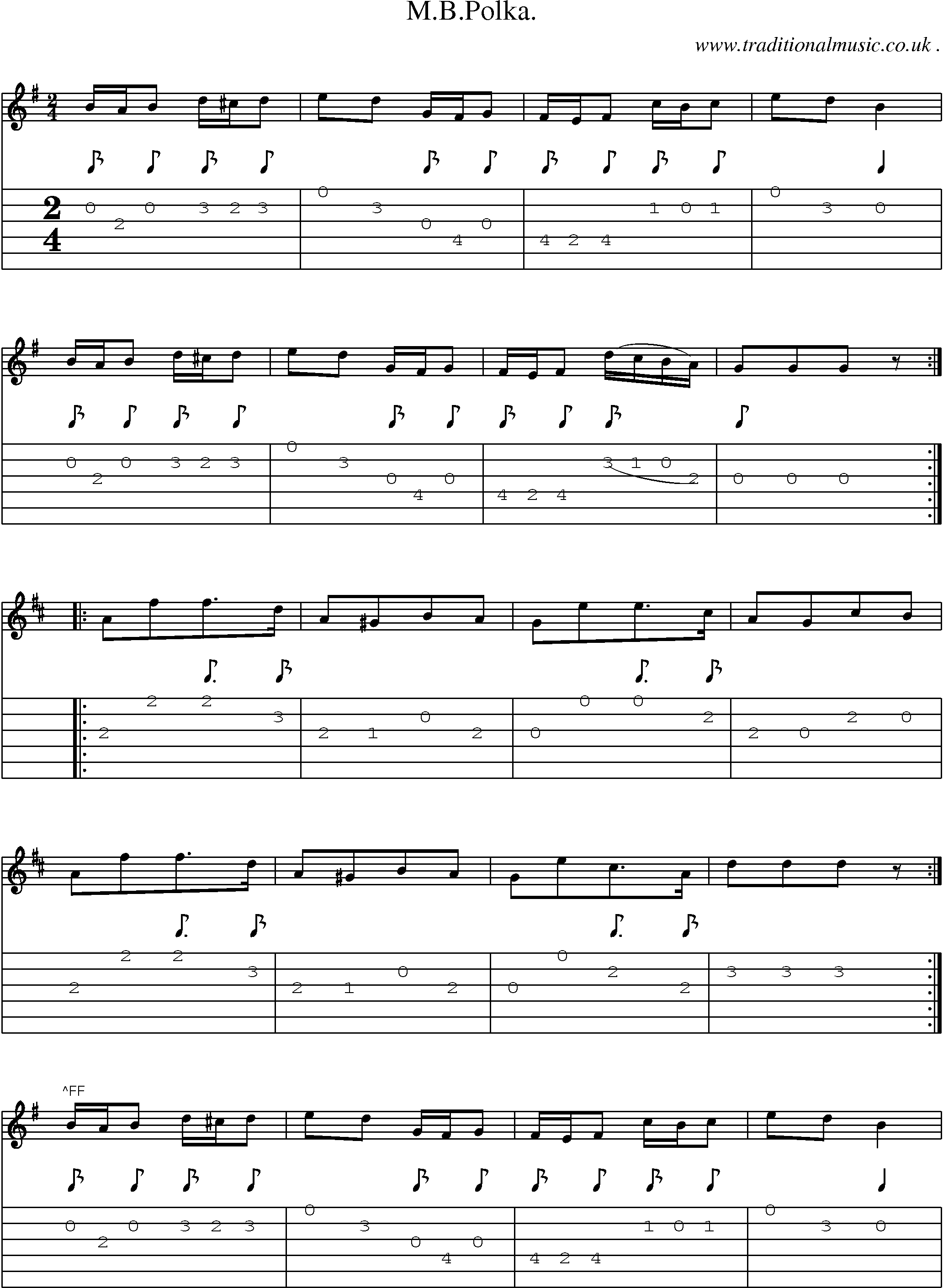 Sheet-Music and Guitar Tabs for Mbpolka