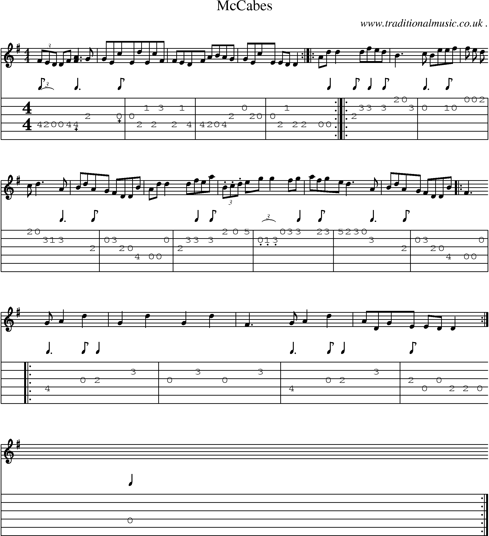 Sheet-Music and Guitar Tabs for Mccabes