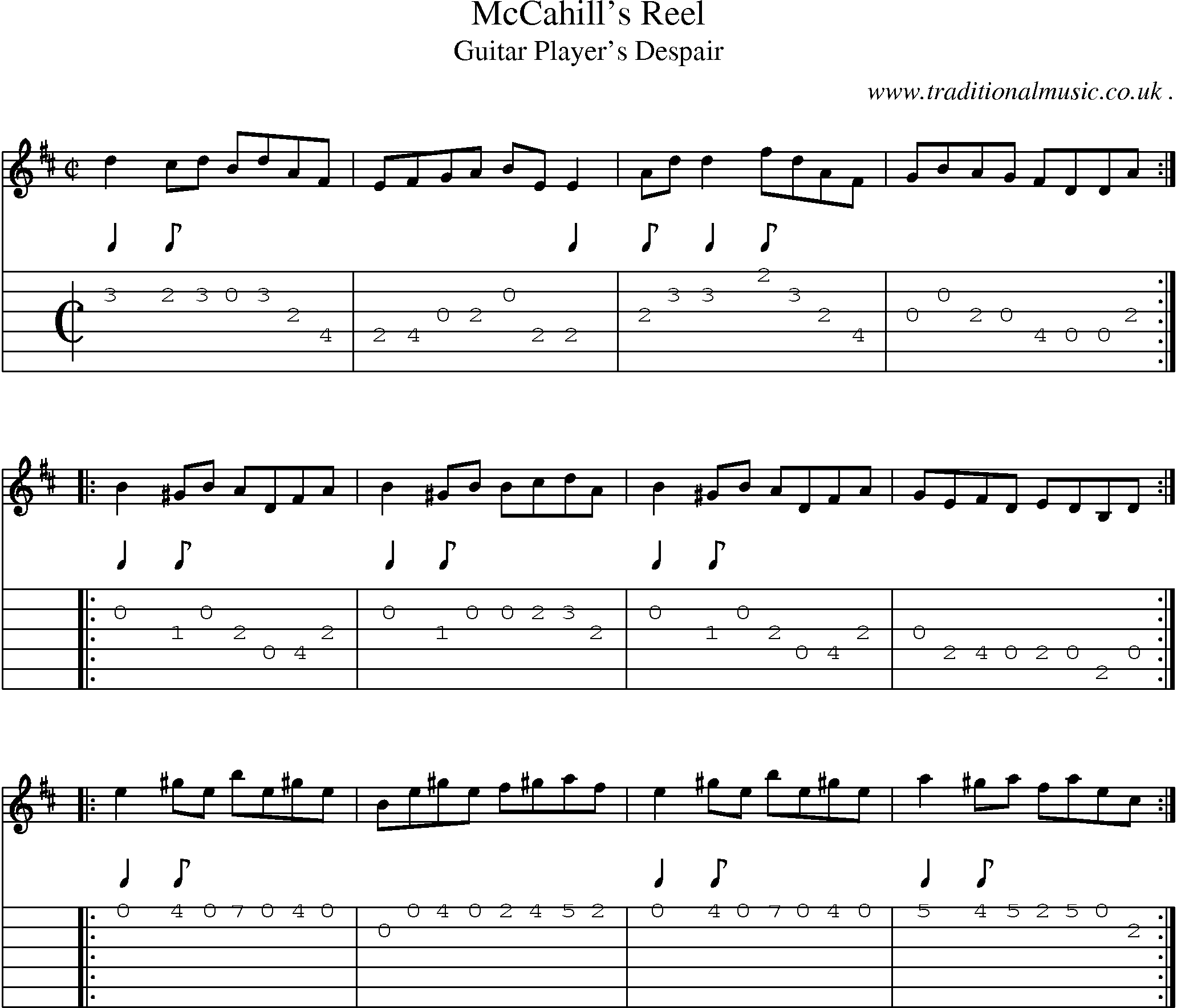 Sheet-Music and Guitar Tabs for Mccahills Reel