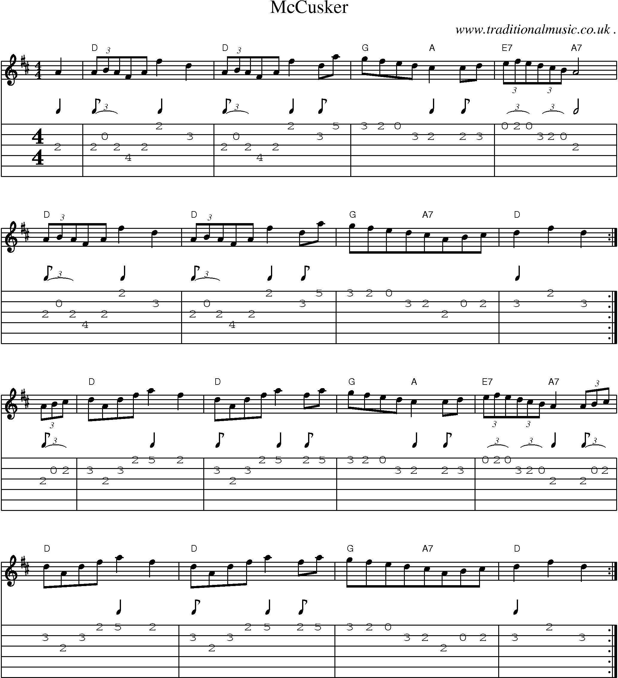 Sheet-Music and Guitar Tabs for Mccusker