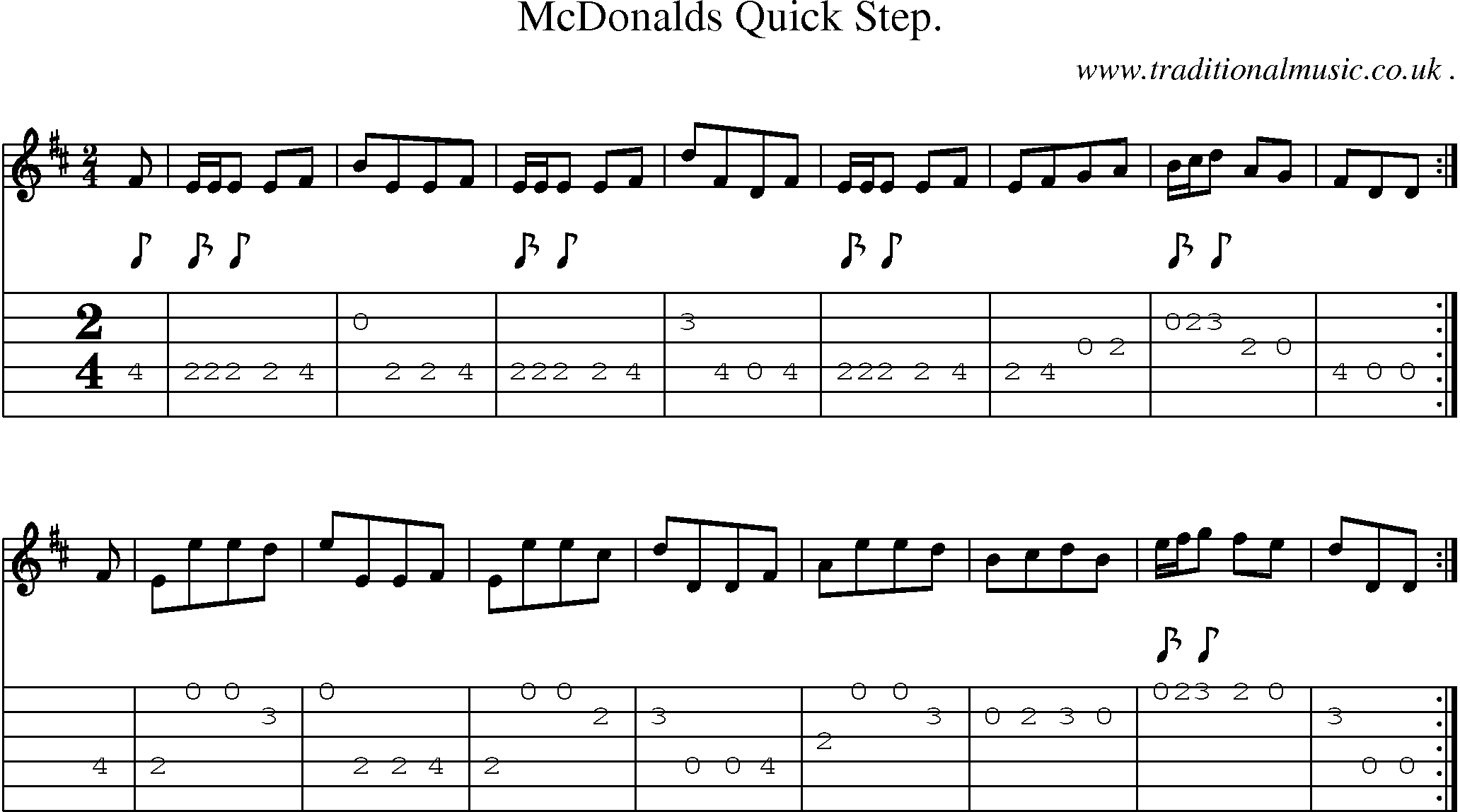 Sheet-Music and Guitar Tabs for Mcdonalds Quick Step