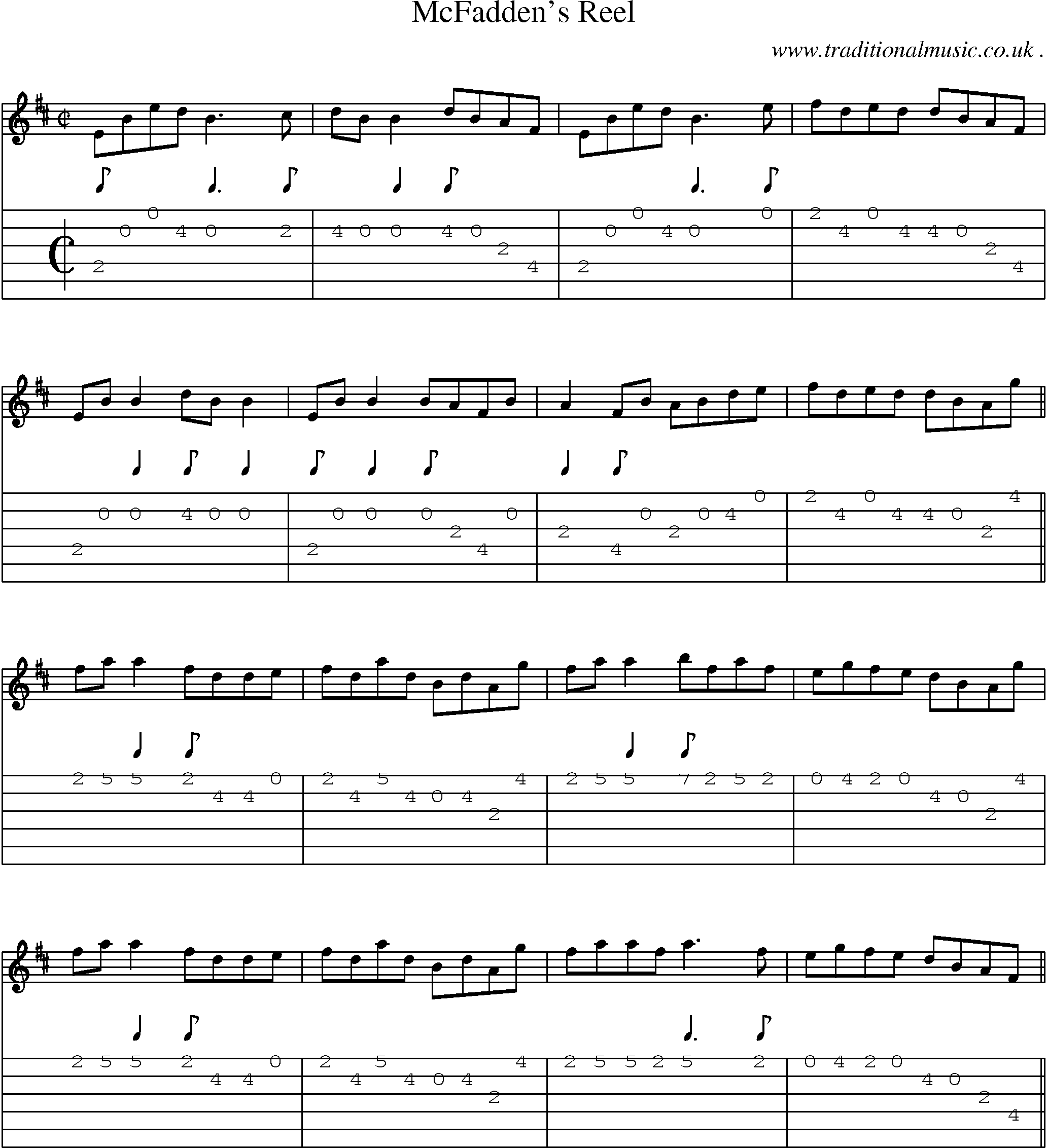 Sheet-Music and Guitar Tabs for Mcfaddens Reel