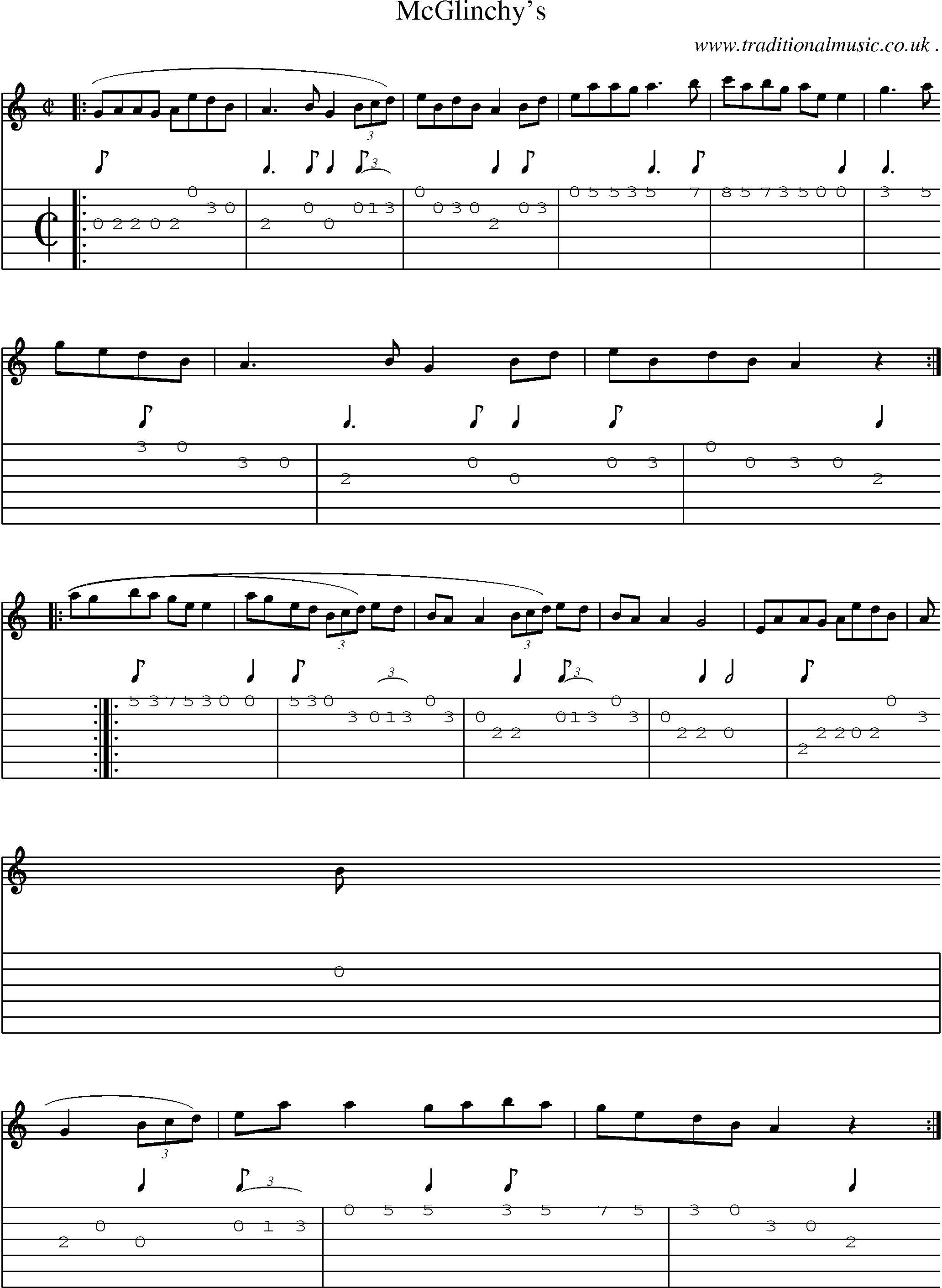 Sheet-Music and Guitar Tabs for Mcglinchys