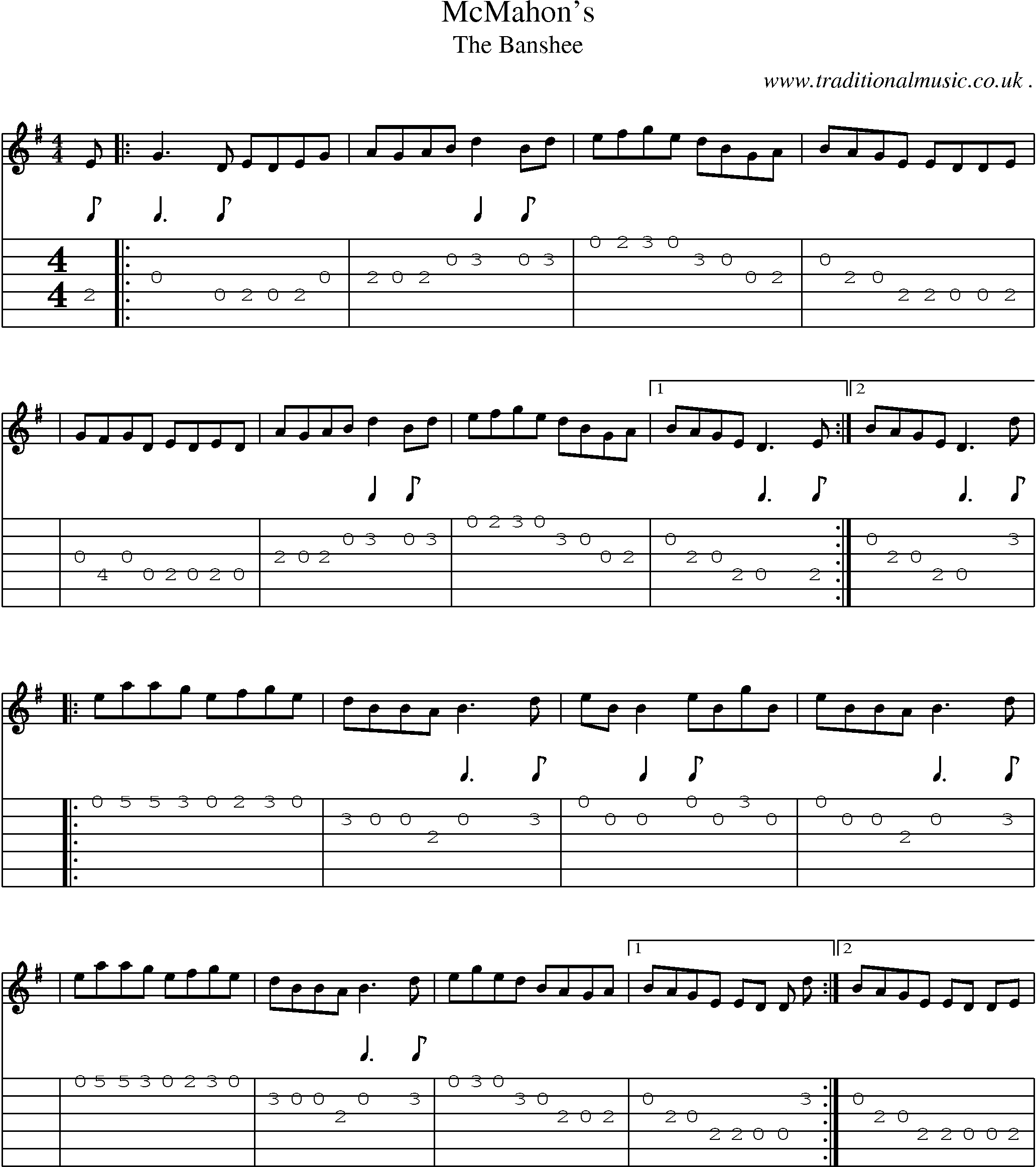 Sheet-Music and Guitar Tabs for Mcmahons
