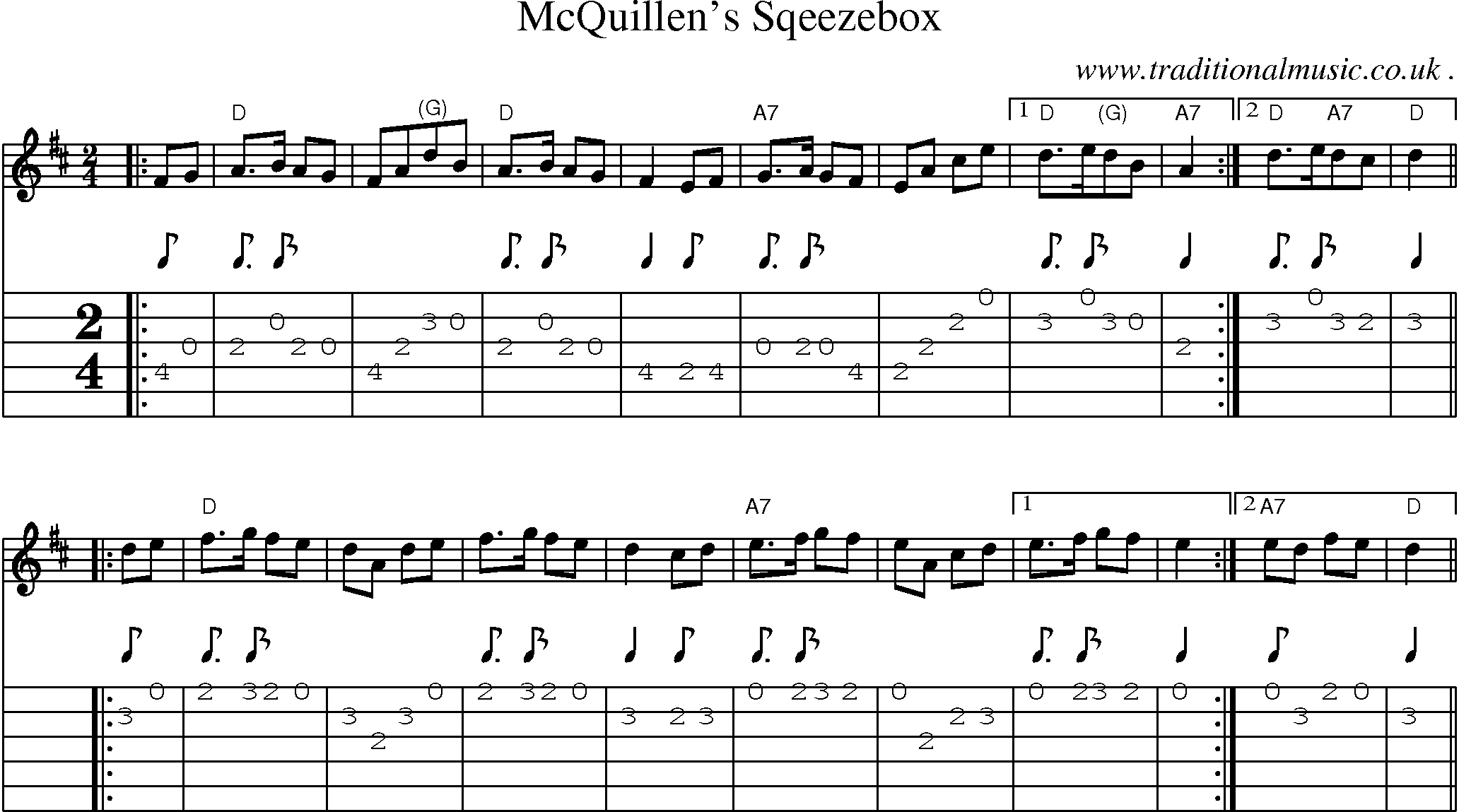 Sheet-Music and Guitar Tabs for Mcquillens Sqeezebox