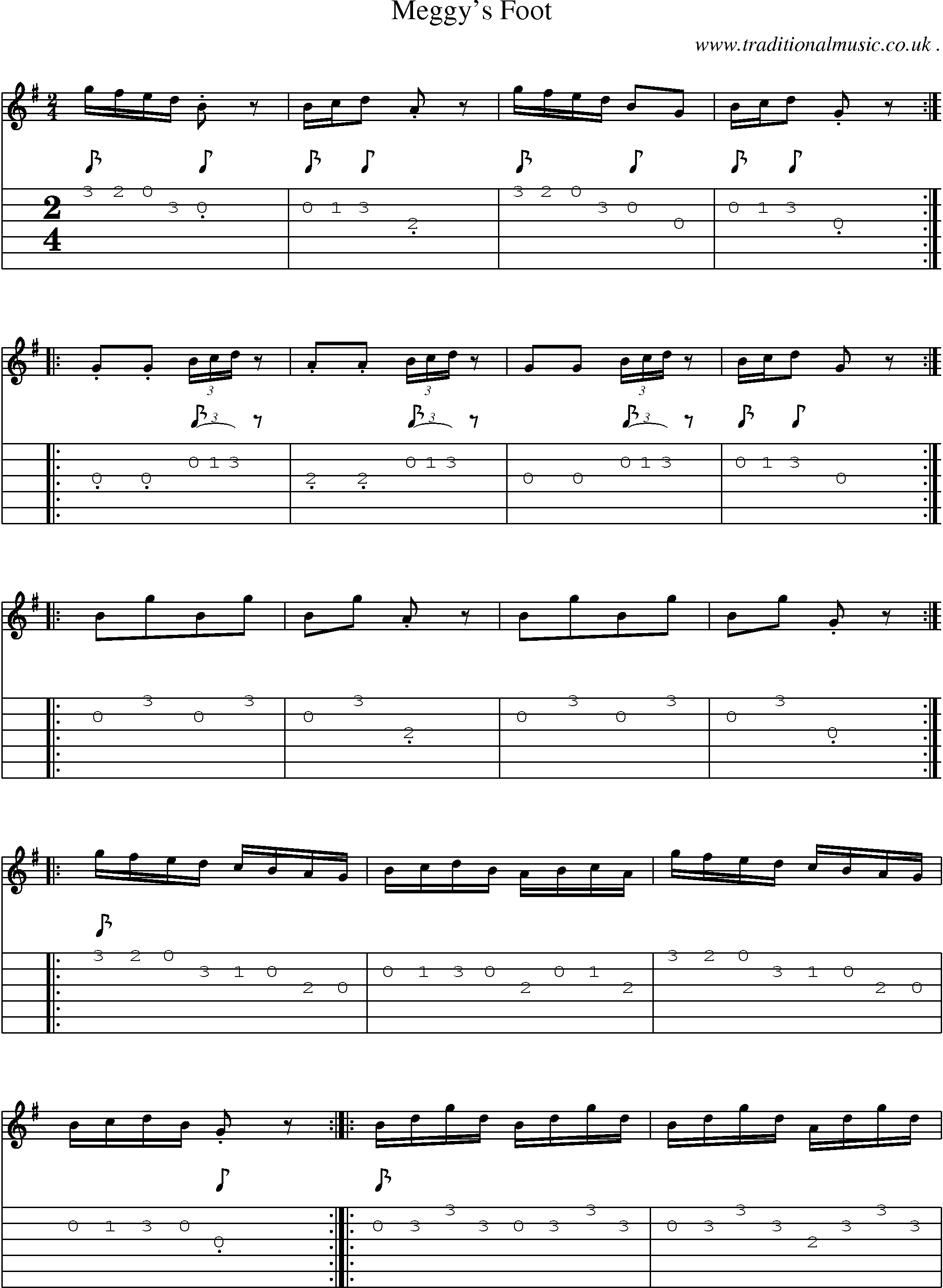 Sheet-Music and Guitar Tabs for Meggys Foot